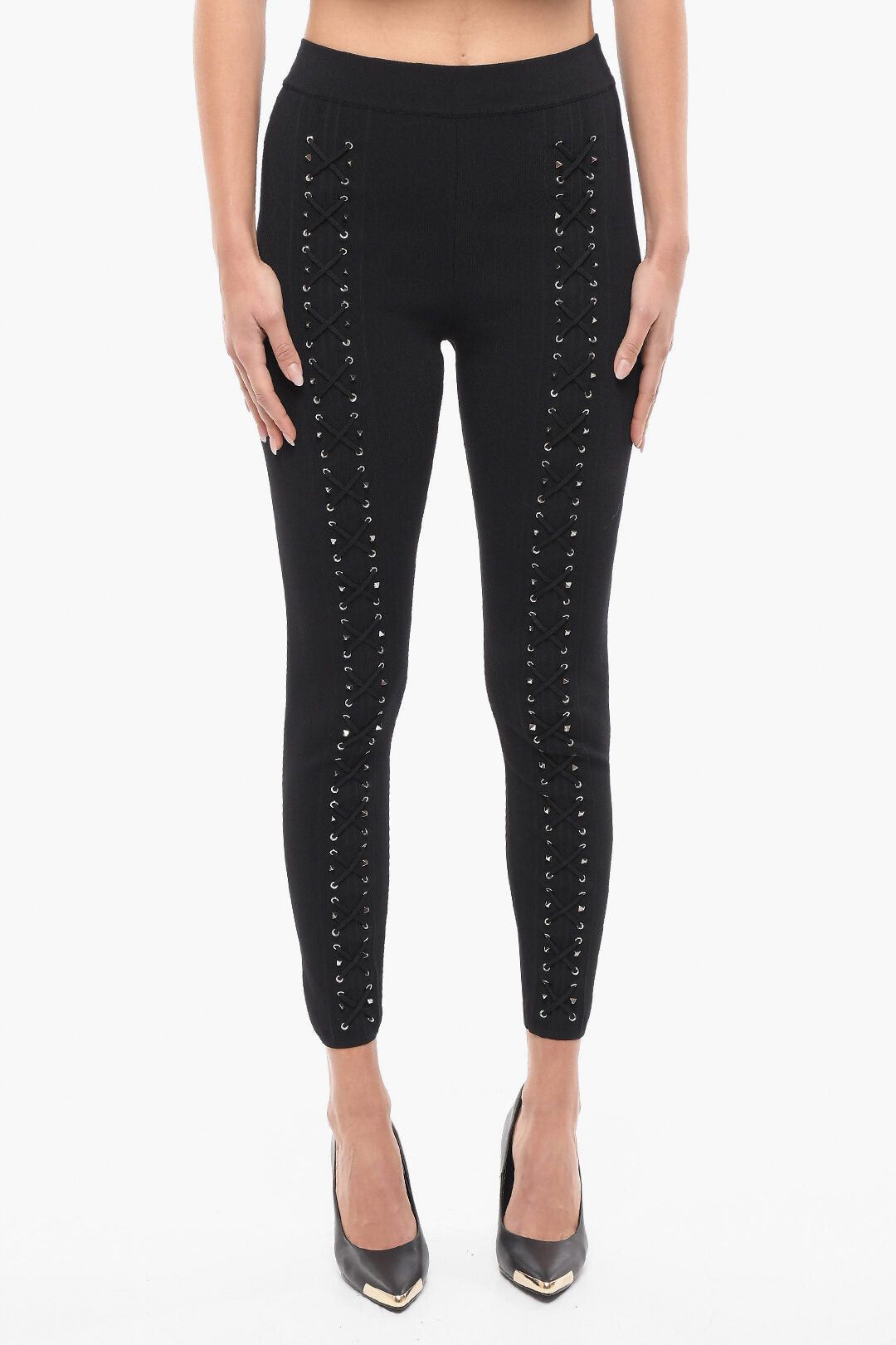 Philipp Plein COUTURE Leggings STRING with Lace-up Detail Size 27" / US 4 / IT 40 - 1 Thumbnail
