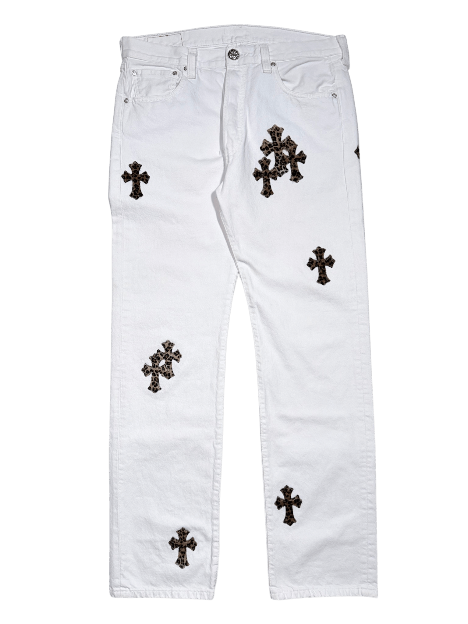 Chrome Hearts Cheetah Cross Patch Levi's Vintage White Jeans Size US 34 / EU 50 - 2 Thumbnail