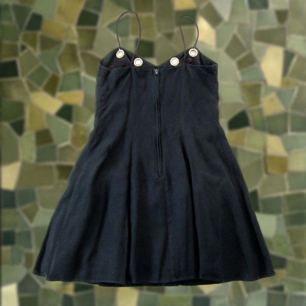 Vintage VINTAGE Brief Encounter Black Gold Spaghetti Strap Slip Party Cocktail Dress S Size S / US 4 / IT 40 - 1 Thumbnail