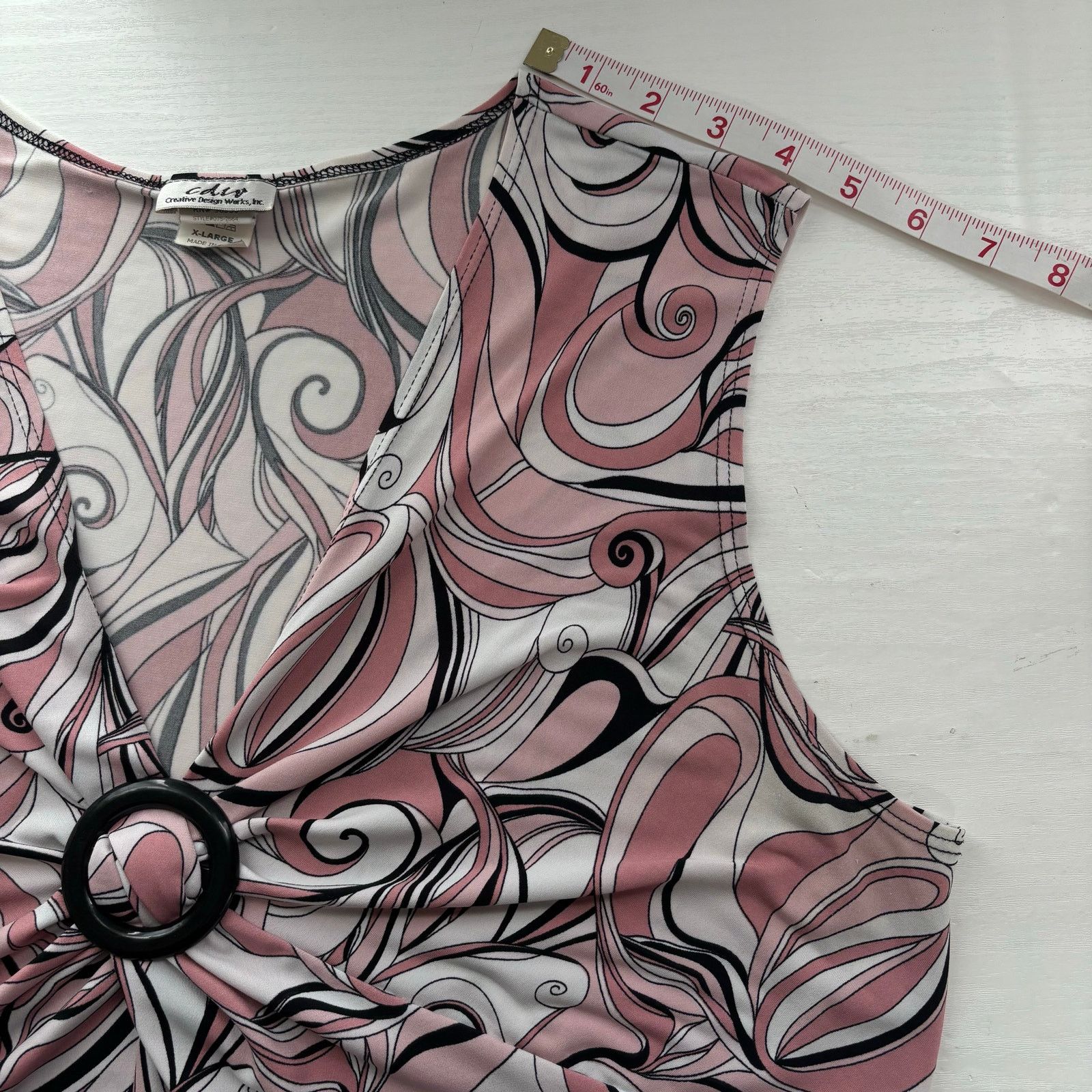 Other CDW Women's Sleeveless V-Neck Blouse XL Pink Black White Size XL / US 12-14 / IT 48-50 - 5 Thumbnail