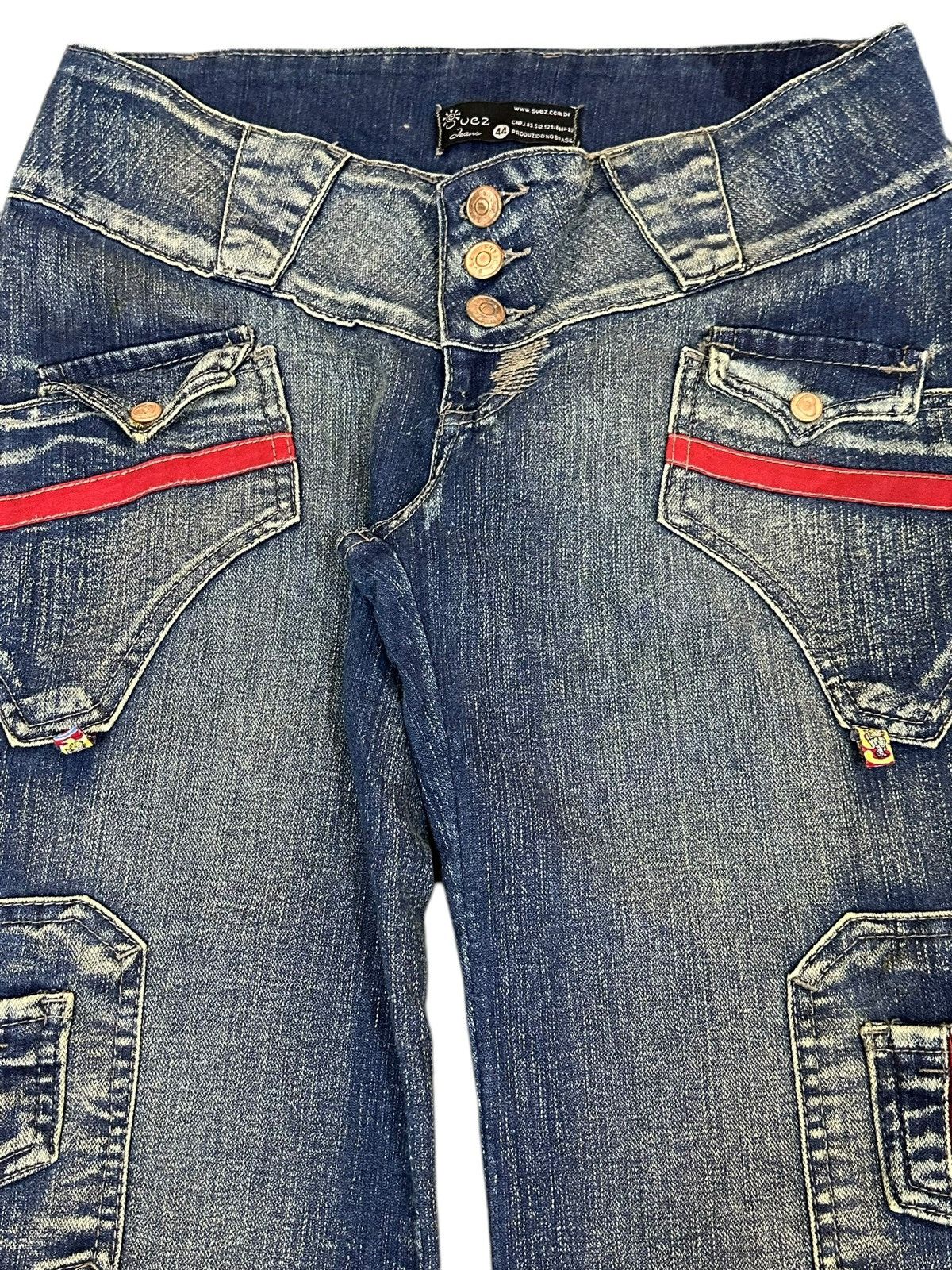 Hysteric Glamour Vintage Japanese Brand Blue Faded Wash Cargo Flare Jeans Size 29" - 4 Thumbnail