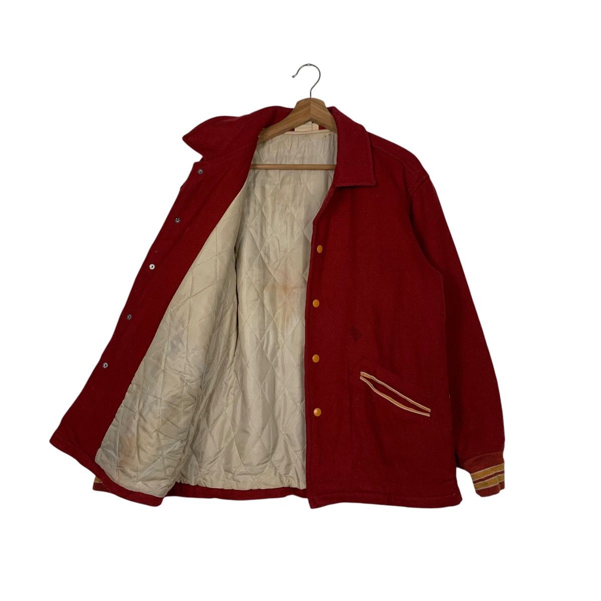 Japanese Brand Vintage 90s OCTOPUS ARMY RETAIN Red Varsity Jacket #2163-C95 Size US M / EU 48-50 / 2 - 9 Thumbnail
