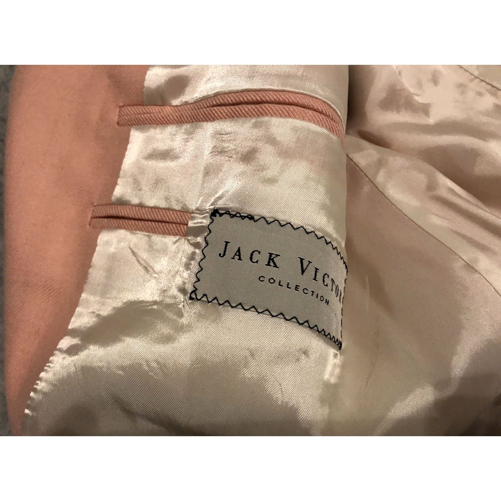 Jack Victor VINTAGE Jack Victor Sport Coat Blazer Pink Cashmere Jacket Long 44 Mens Regular Long Sleeve 3-Button Size 44R - 3 Thumbnail