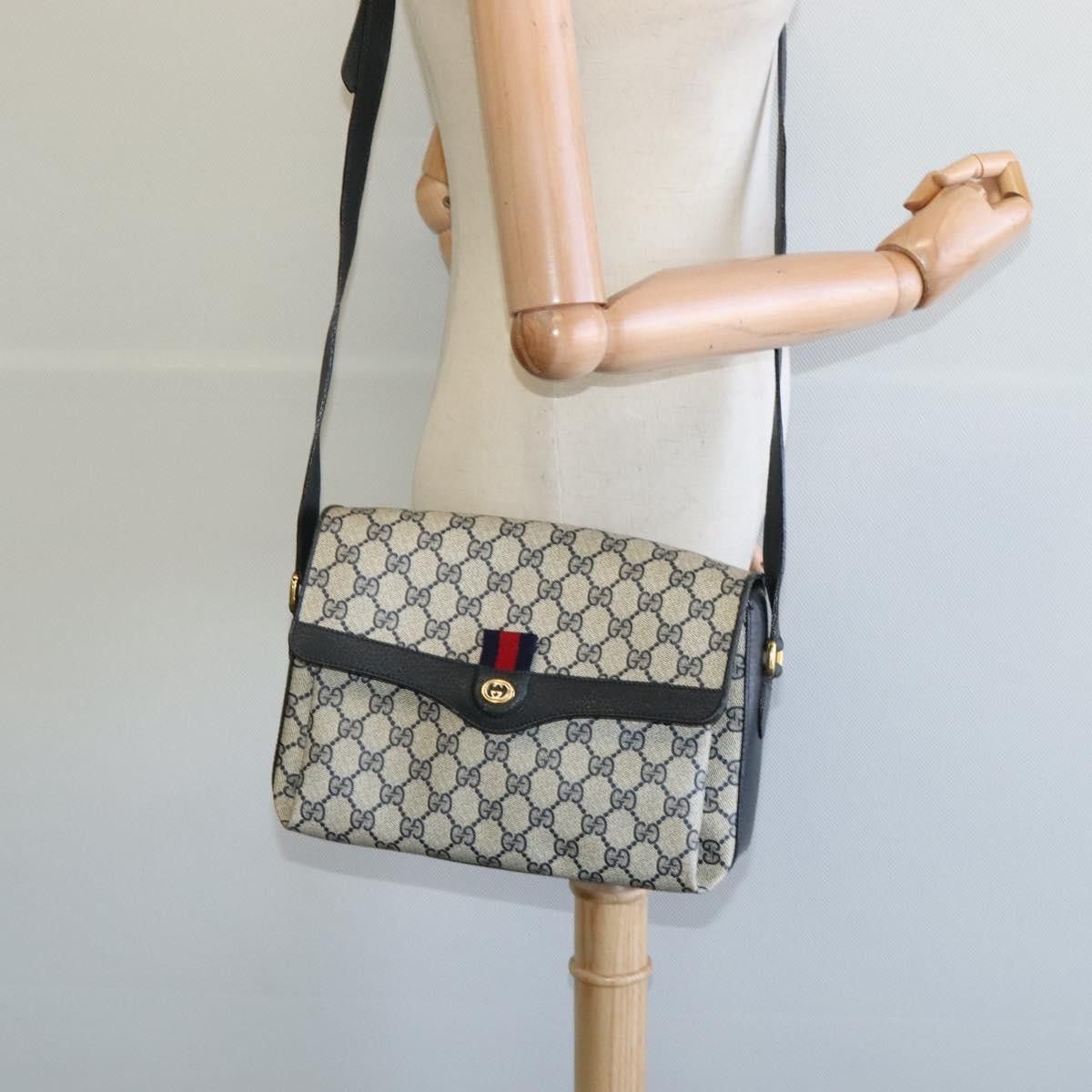 Gucci GUCCI GG Supreme Sherry Line Shoulder Bag Pvc Navy Gold 904 Size ONE SIZE - 23 Thumbnail