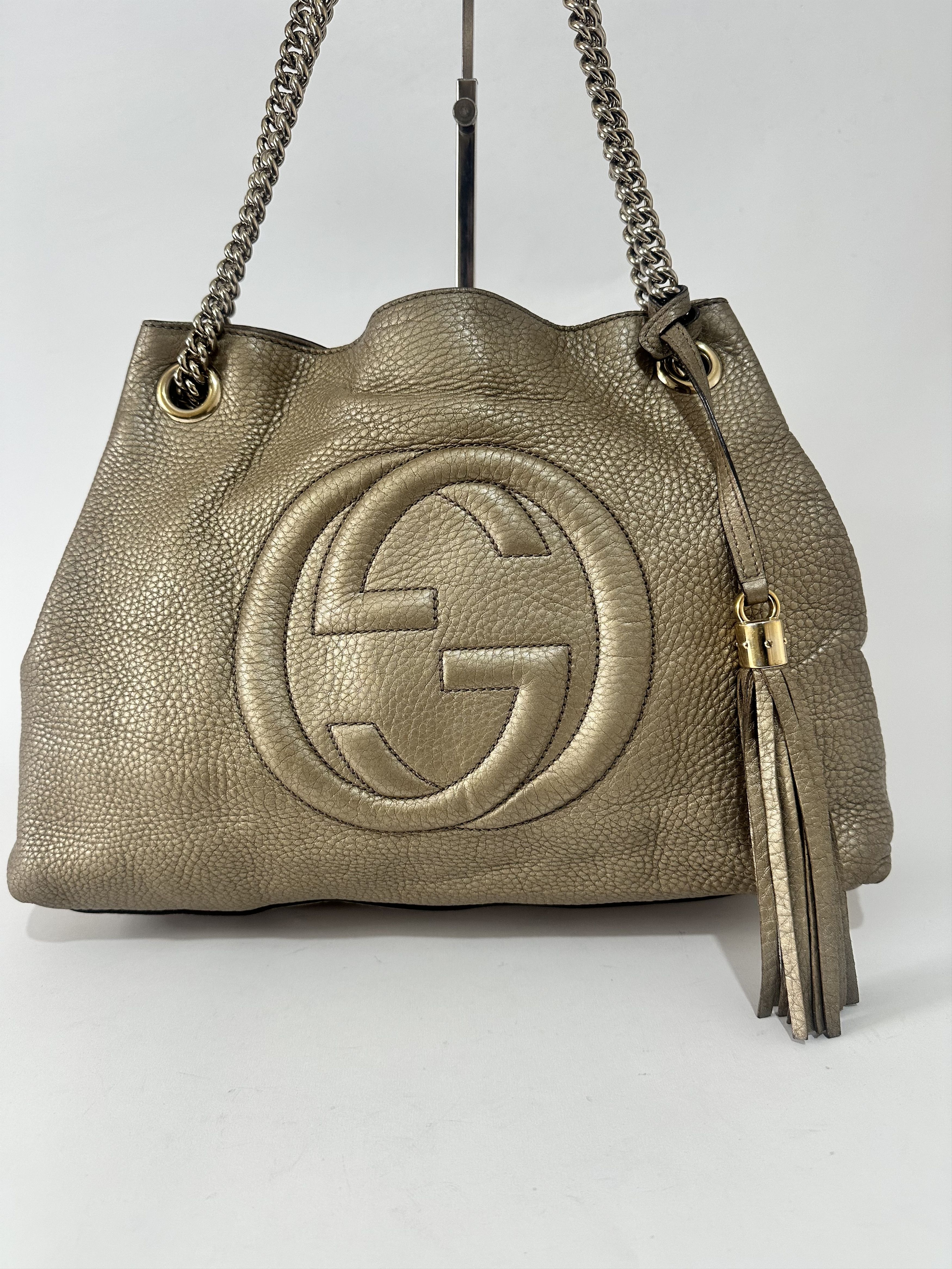 Gucci Gucci Gold Pebbled Leather Medium Soho Tote Size ONE SIZE - 2 Thumbnail