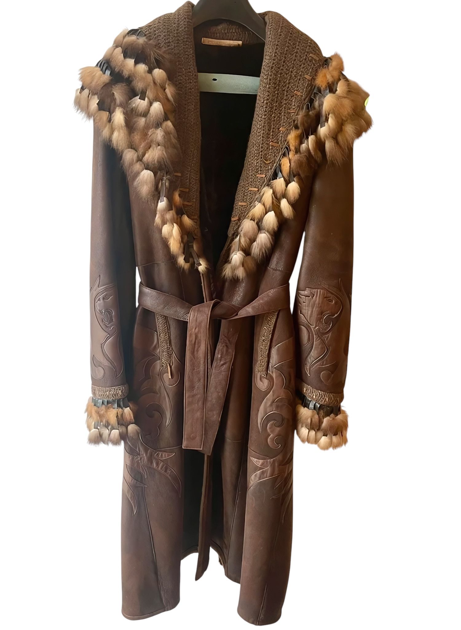Roberto Cavalli RARE SHEARLING LEATHER BELTED COAT Size S / US 4 / IT 40 - 1 Thumbnail