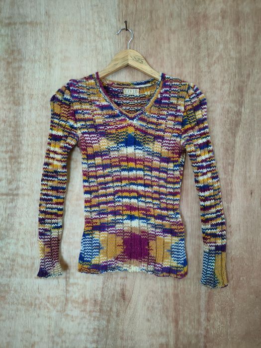 Hanae Mori Vivid Hanea Mori rainbow knitwear art vintage #46-573DLL Size S / US 4 / IT 40 - 1 Thumbnail