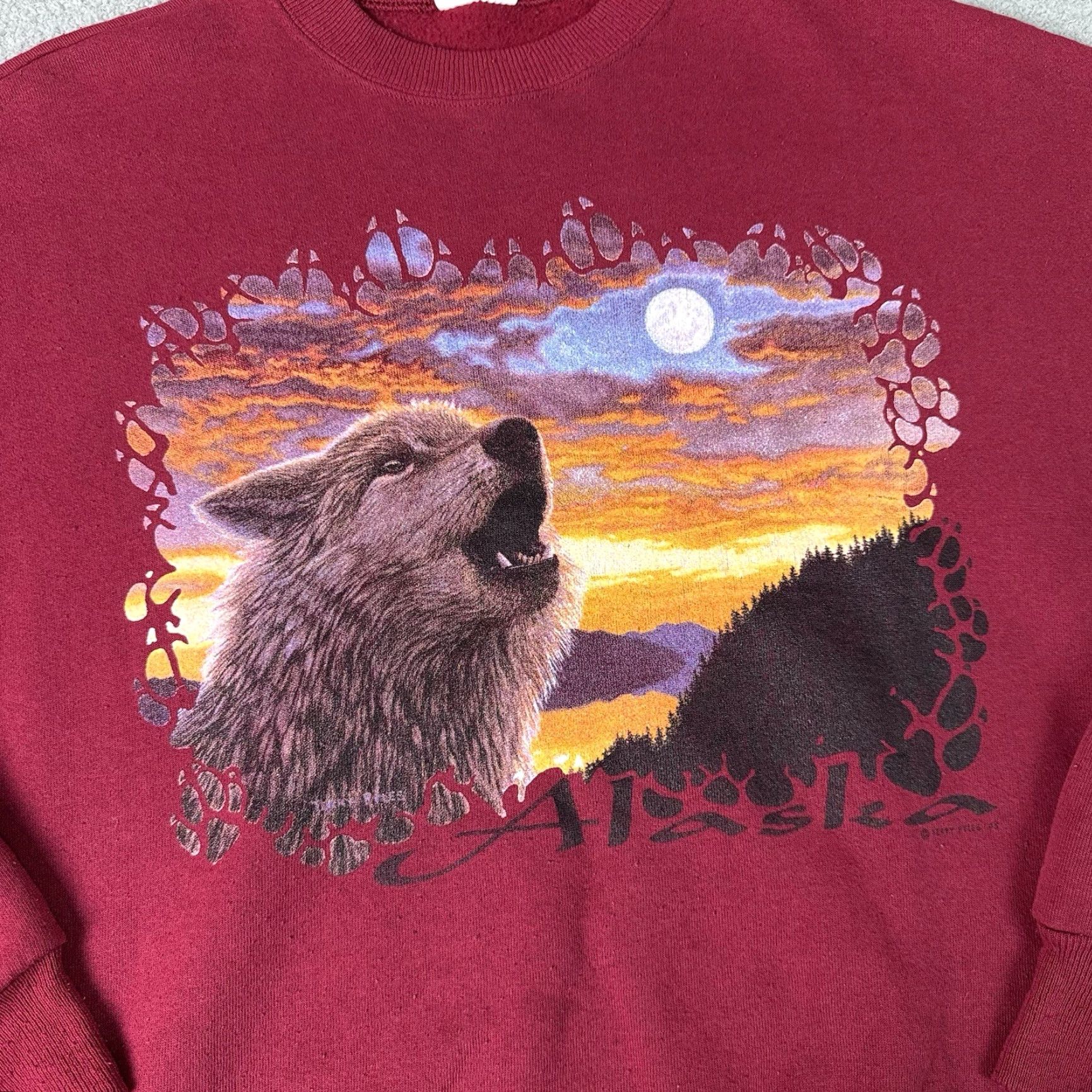 Vintage VINTAGE Alaska Sweatshirt Unisex Adults XL Red Wolves Nature Wildlife Crewneck Sunset 90s Animals USA Graphic Print Pullover Mens Womens Size US XL / EU 56 / 4 - 2 Thumbnail