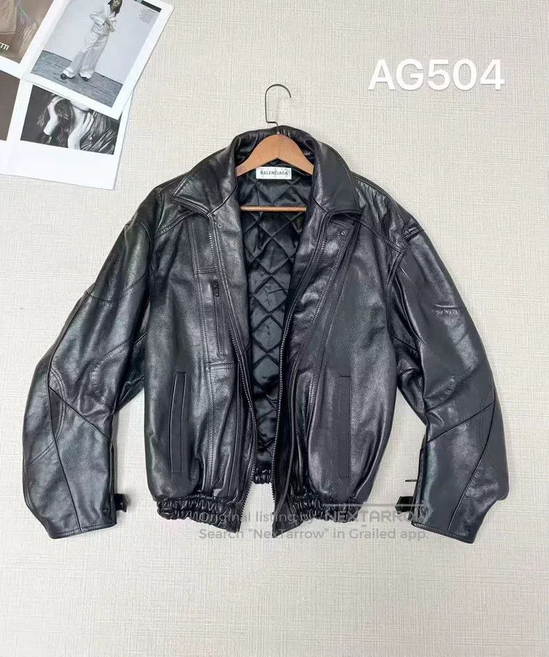 Balenciaga Balenciaga Gold Label Logo Leather Jacket Size XXS / US 00 / IT 34 - 1 Thumbnail