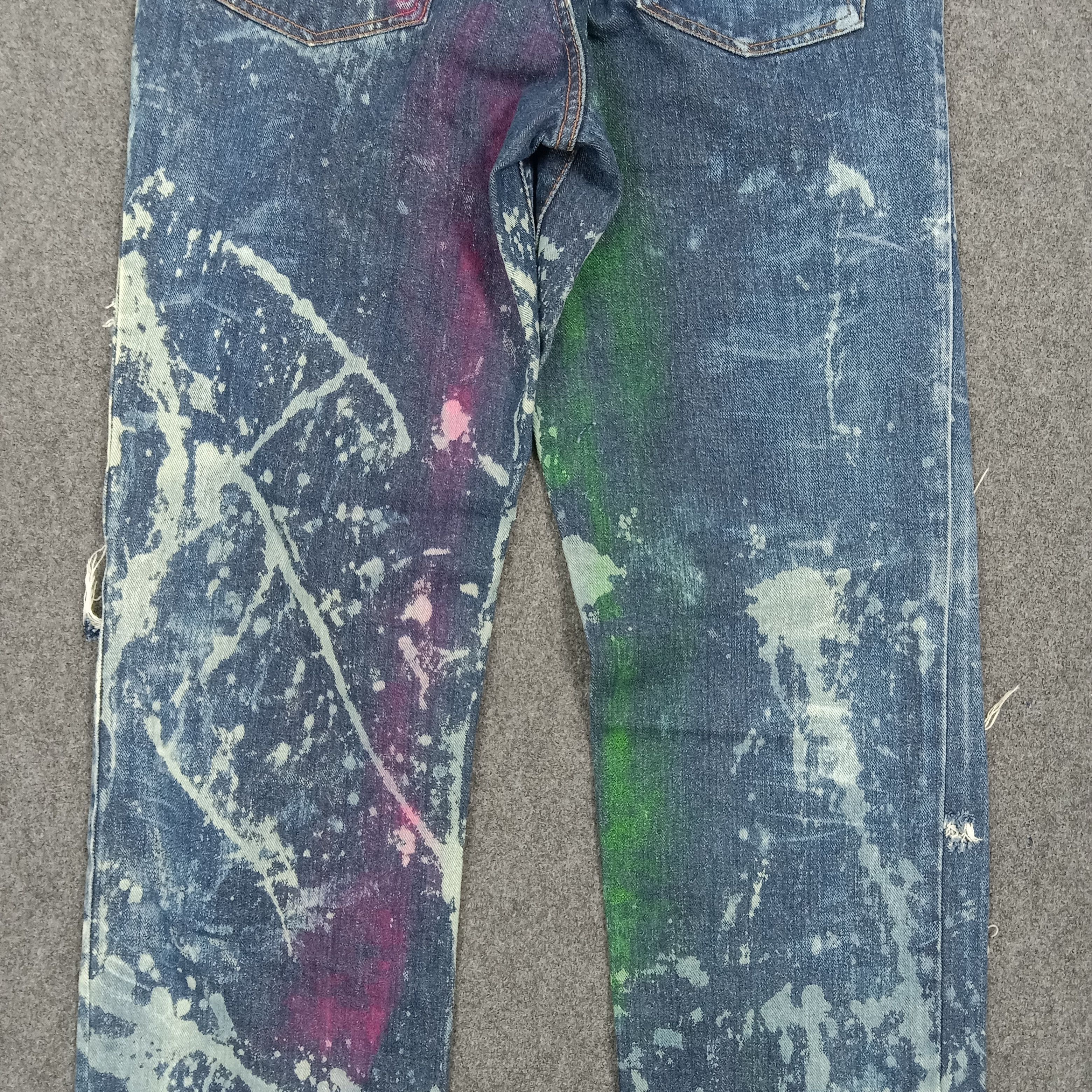 Vintage D/EX Denim Exchange Distressed Paint Jeans C272N2 Size US 33 - 8 Thumbnail