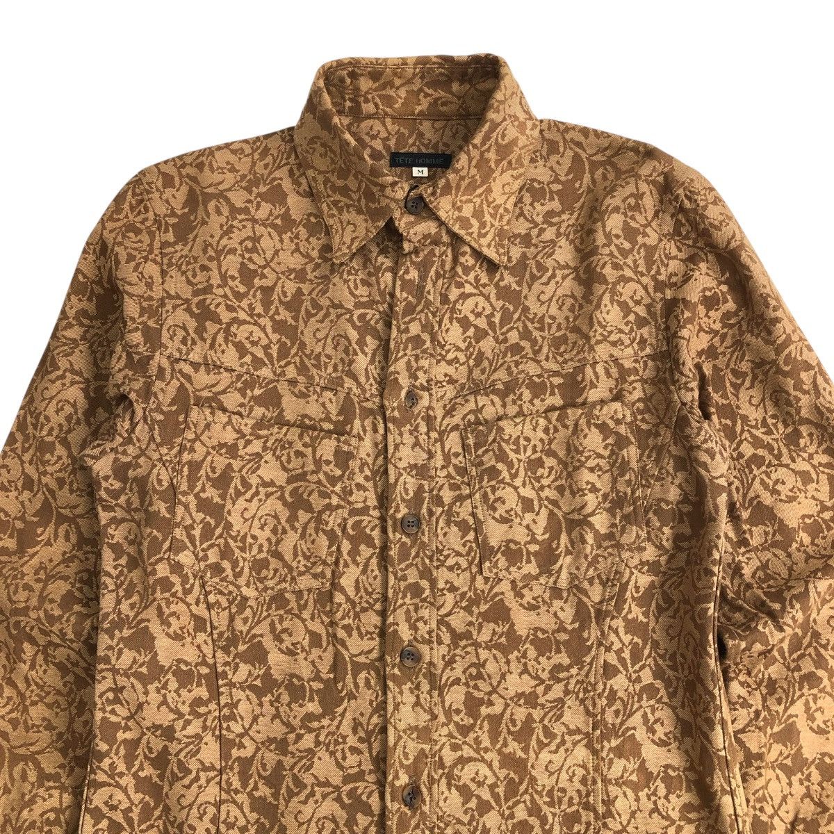 Issey Miyake × Japanese Brand × Tete Homme 1990s Tete Homme Issey Miyake Double Pocket Florals Shirt Size US M / EU 48-50 / 2 - 2 Thumbnail