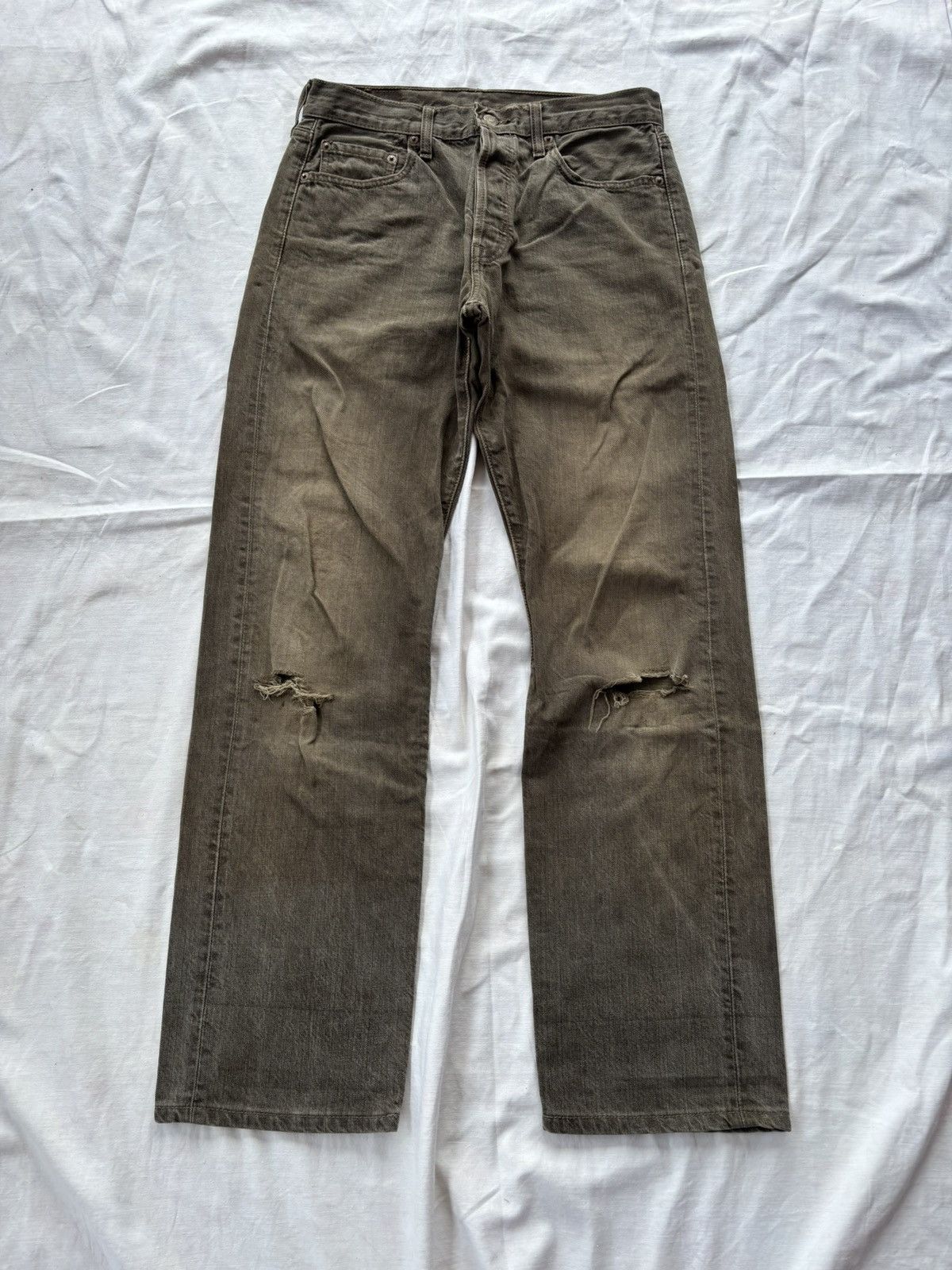 If Six Was Nine THRASHED Rusty Brown Levis 501 Distress Denim Rick Owens Size US 30 / EU 46 - 1 Thumbnail