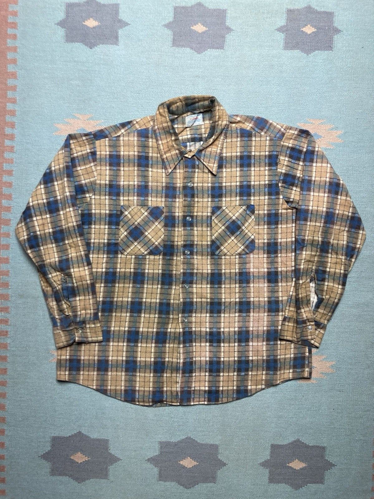 Vintage Vintage 70s flannel shirt mostly cotton plaid USA XL Size US XL / EU 56 / 4 - 1 Thumbnail