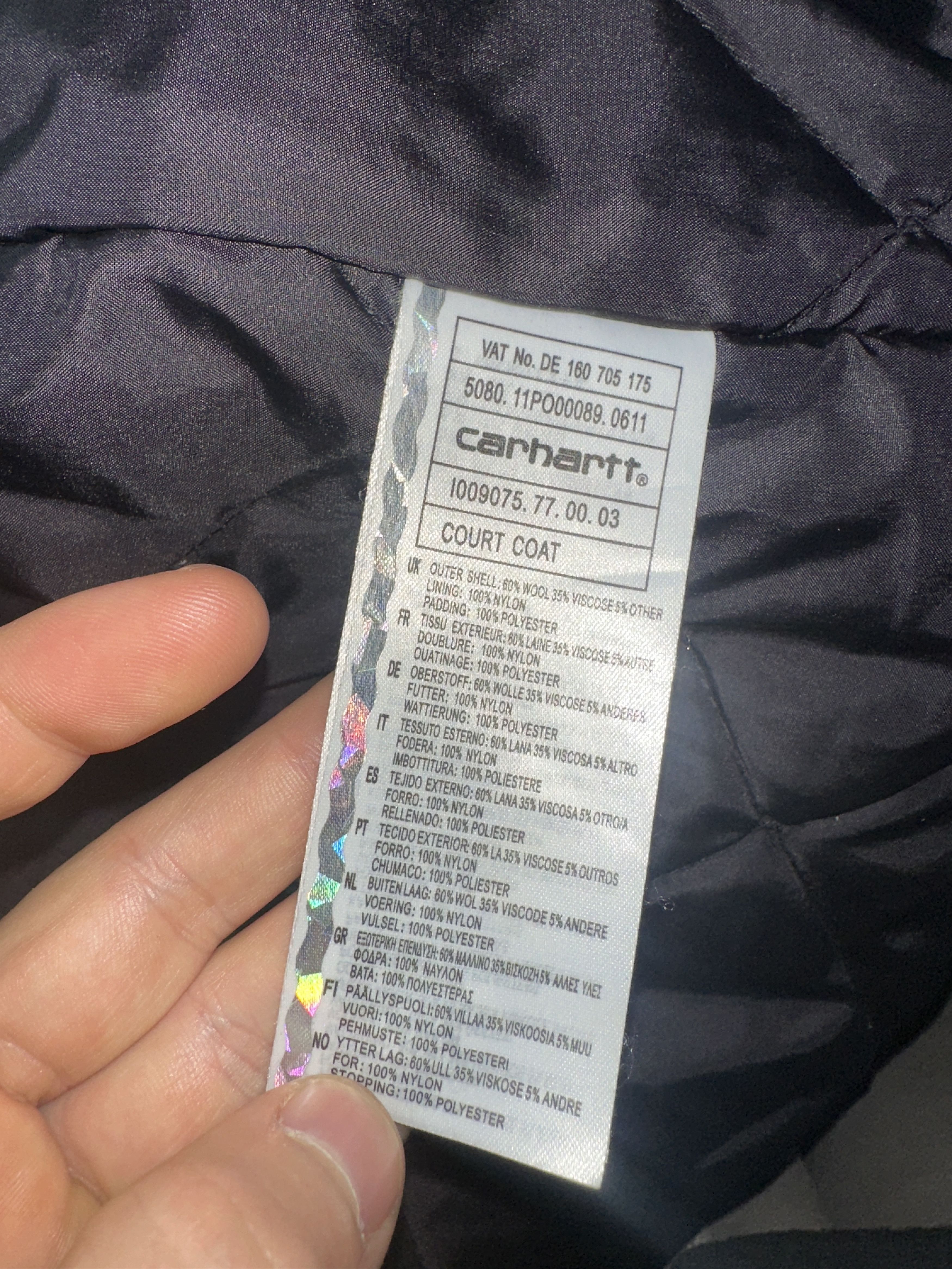 Carhartt Carhartt Court Coat Hooded Jacket Navy Wool Blend Utility L Size US L / EU 52-54 / 3 - 11 Thumbnail