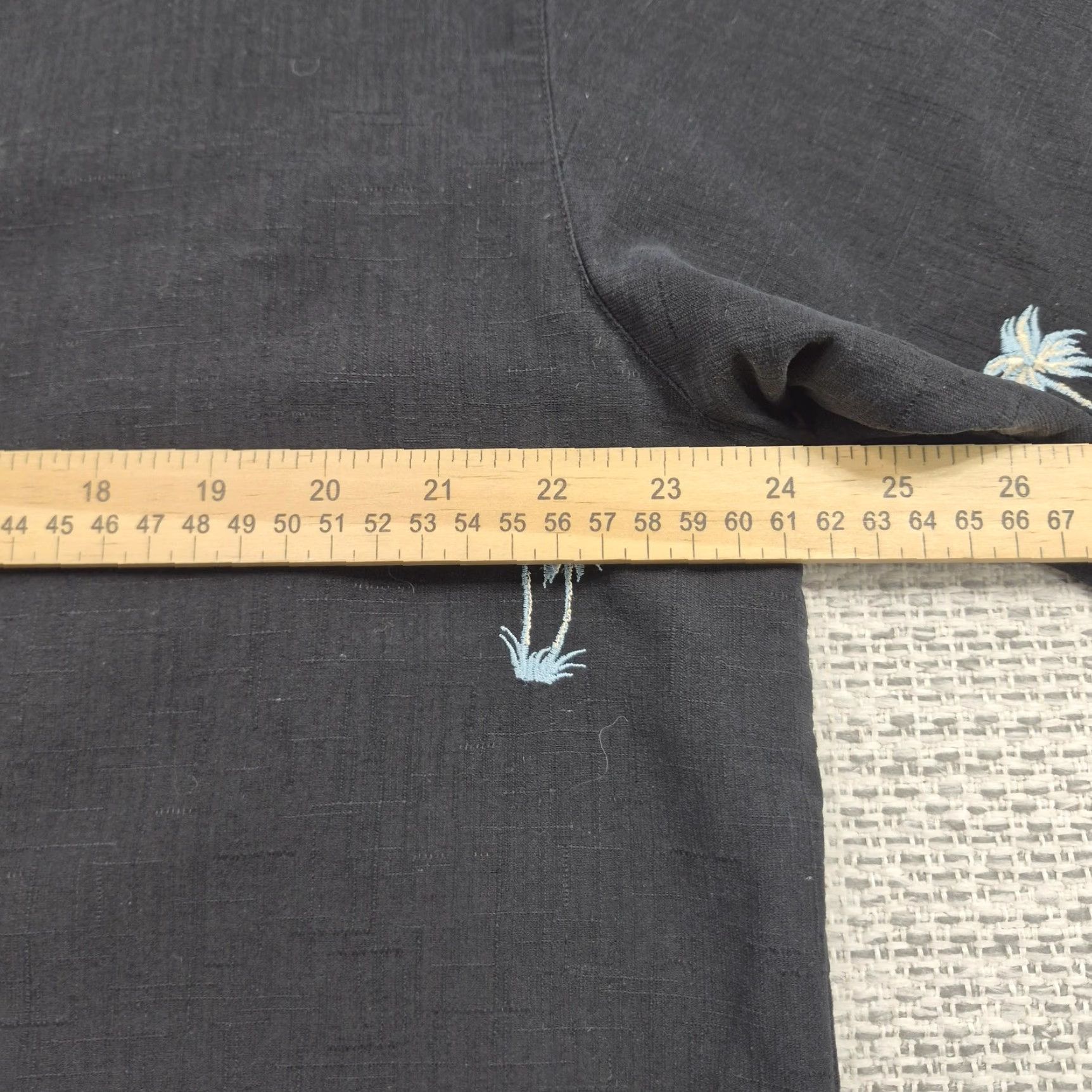 Paradise VTG Paradise Blue Hawaiian Shirt Mens XL Button Up Black Silk Palms Short Sleeve Size US XL / EU 56 / 4 - 7 Thumbnail