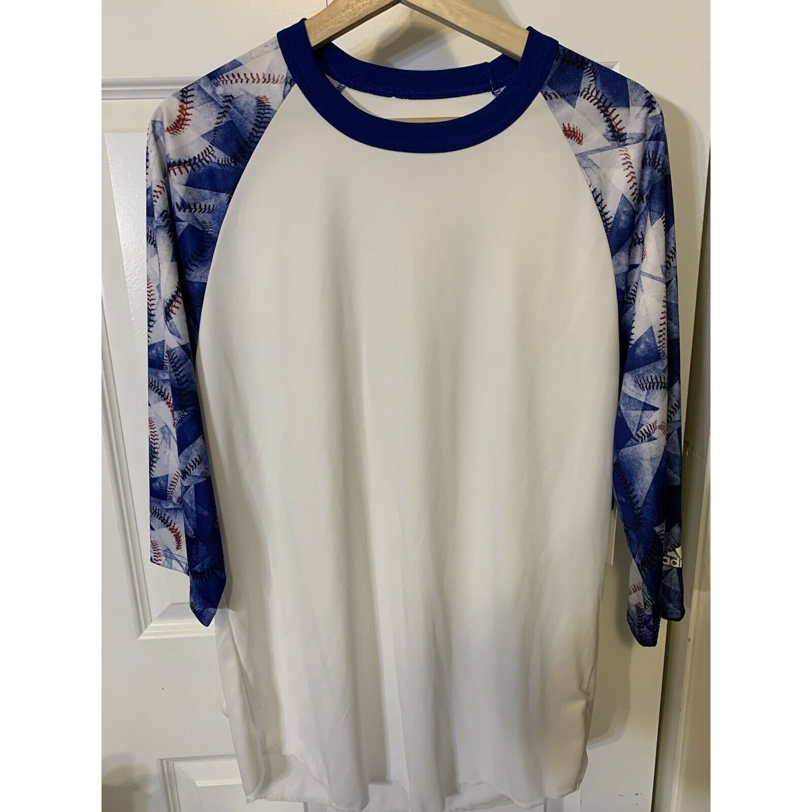 Adidas Adidas Men’s Sz Size M White Blue Baseball Shirt Polyester 3 Size US M / EU 48-50 / 2 - 4 Thumbnail