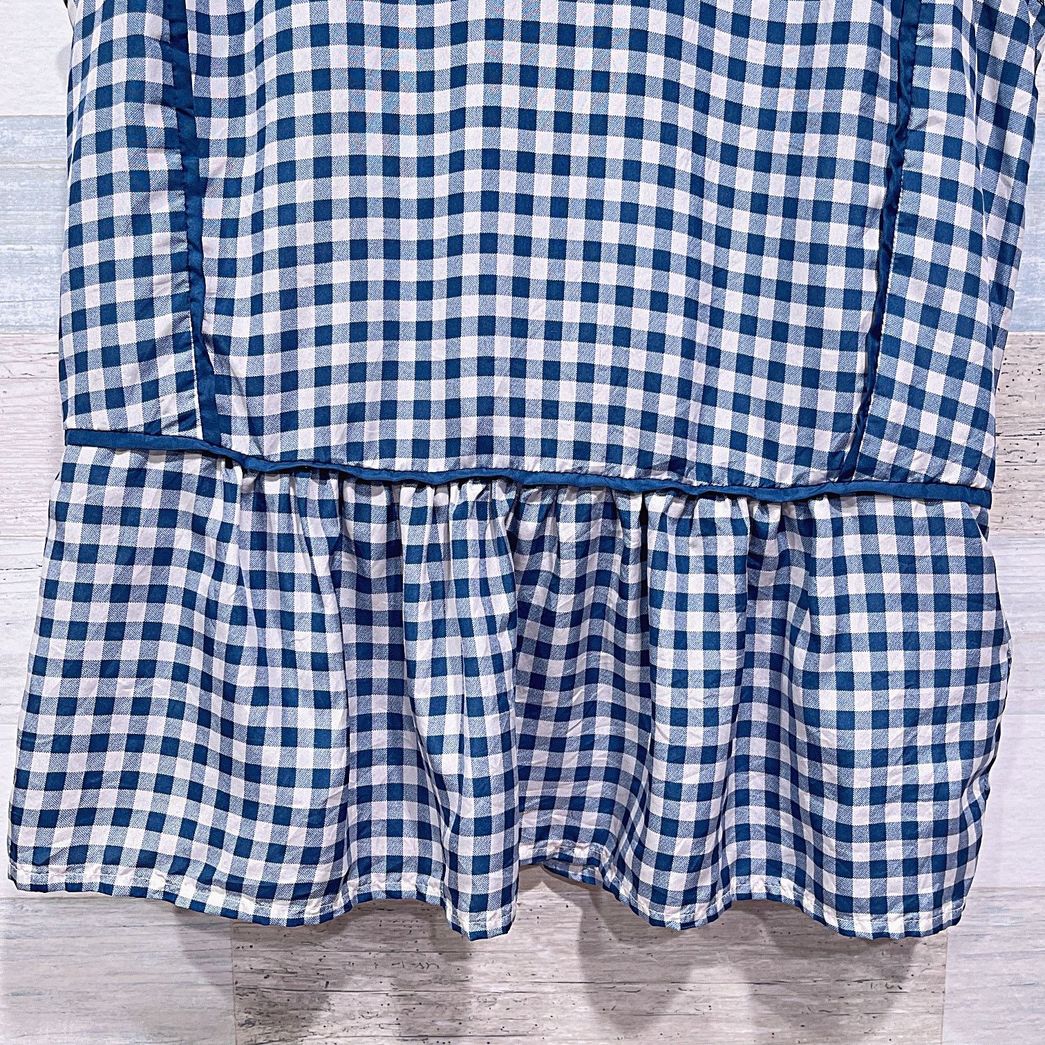 J.Crew J CREW 100% Silk Gingham Ruffle Hem Peplum Top Blue White 0 Size XS / US 0-2 / IT 36-38 - 2 Thumbnail
