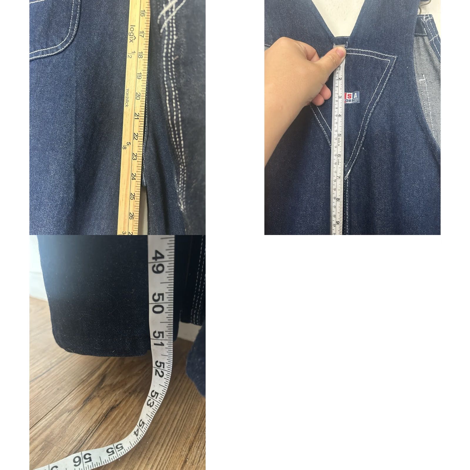 Denime VINTAGE USA Works Overalls Mens 42x30 Blue Denim Workwear Bib Carpenter Farm Size US 44 / EU 60 - 8 Thumbnail