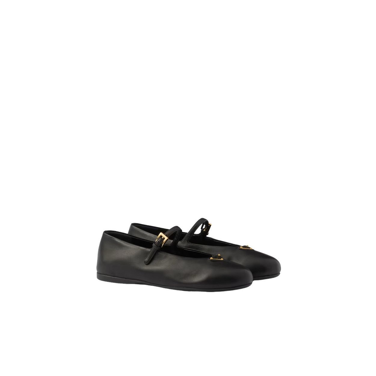 PRADA $1070 Black Nappa Leather Ballerinas New & Authentic (