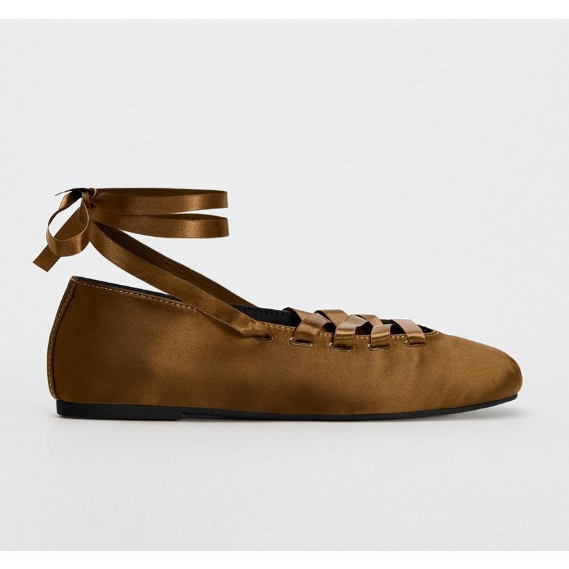 Zara ZARA Lace Up Ballet Flats NWT Size US 7.5 / IT 37.5 - 17 Thumbnail