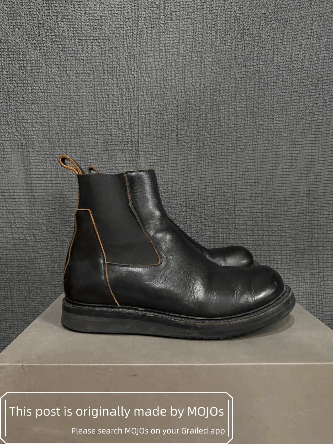 Sz 43 Rick Owens 19SS Wood Bottom Leather Boots
