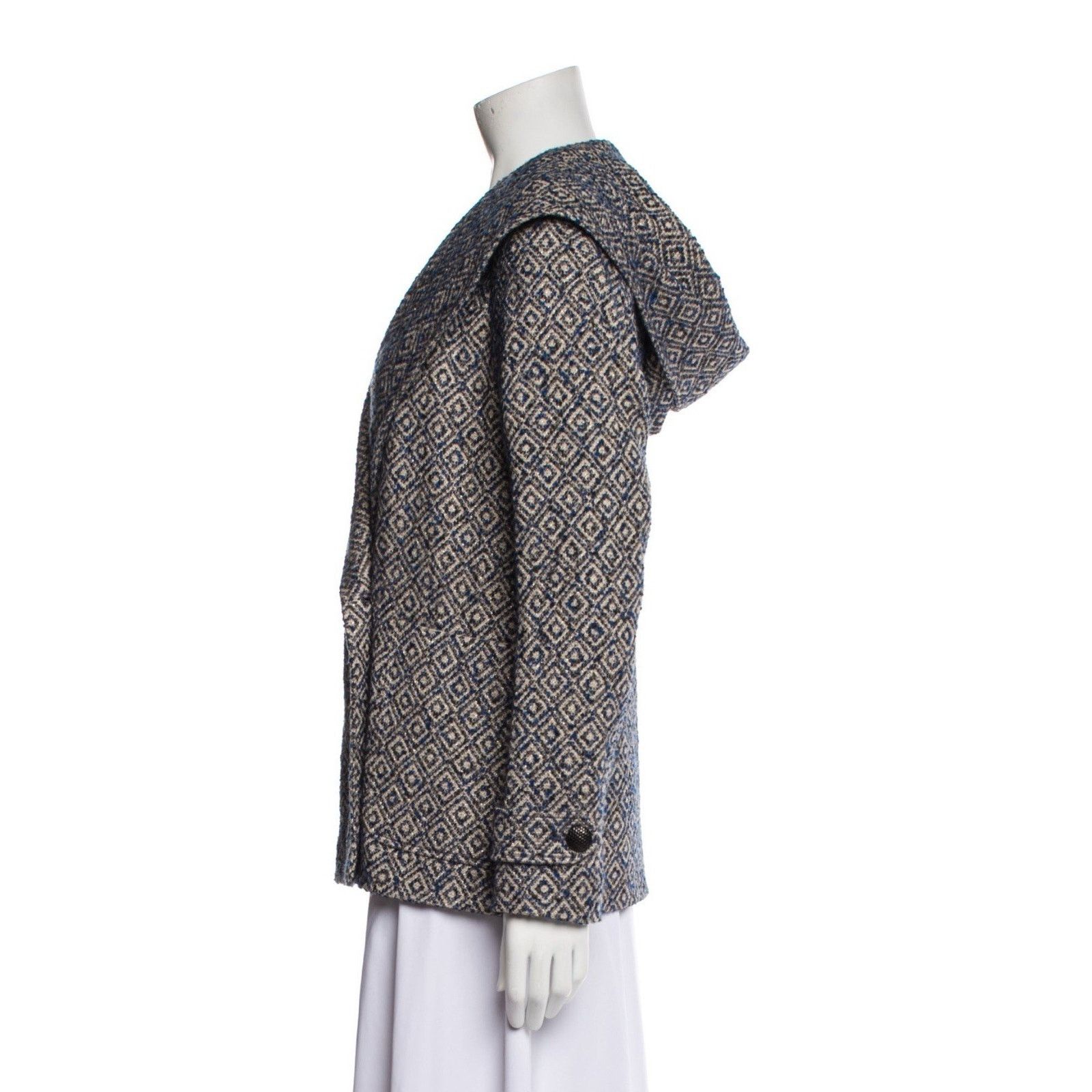 Sezane Sezane Printed Double Breasted Hooded Jacket Wool Blend S Size S / US 4 / IT 40 - 3 Thumbnail