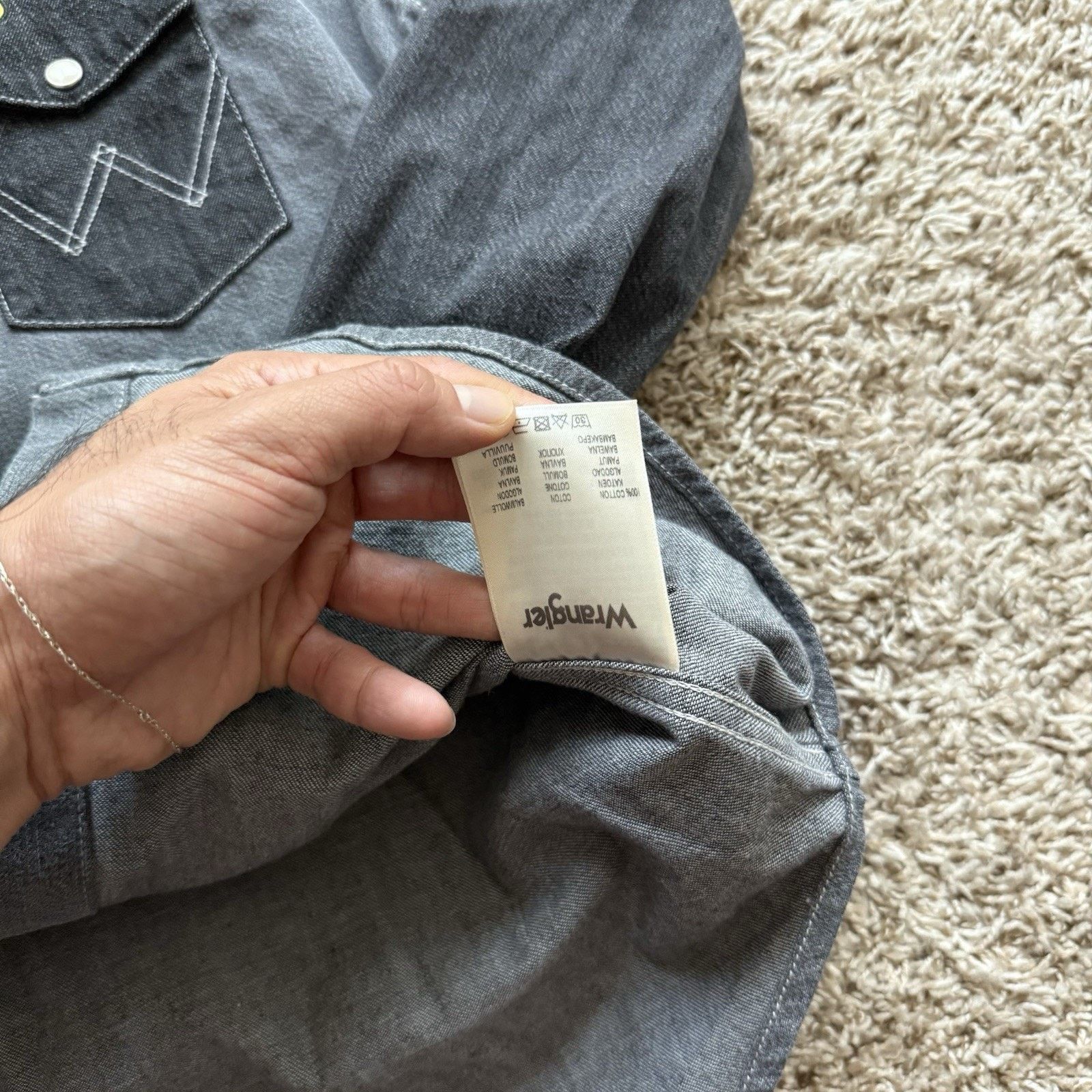Free People × Wrangler Free People Wrangler Peter Max Western Pearl Snap Grey Shirt Size M / US 6-8 / IT 42-44 - 5 Thumbnail