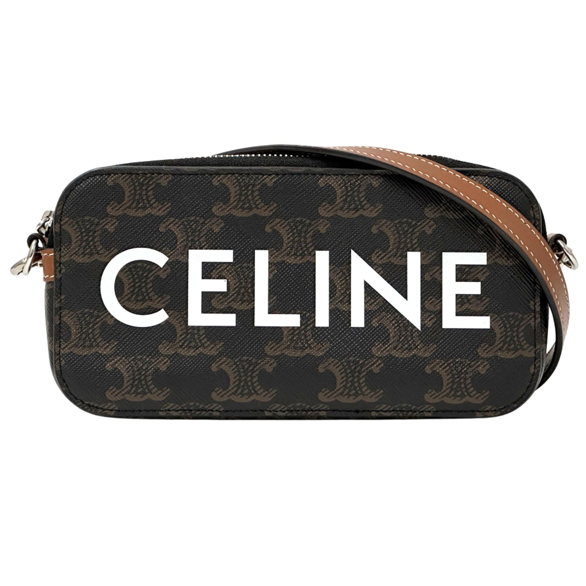 Celine Celine handbag for women, Triomphe shoulder bag, coated canvas horizontal pouch, brown mini crossbody bag. Size ONE SIZE - 1 Thumbnail