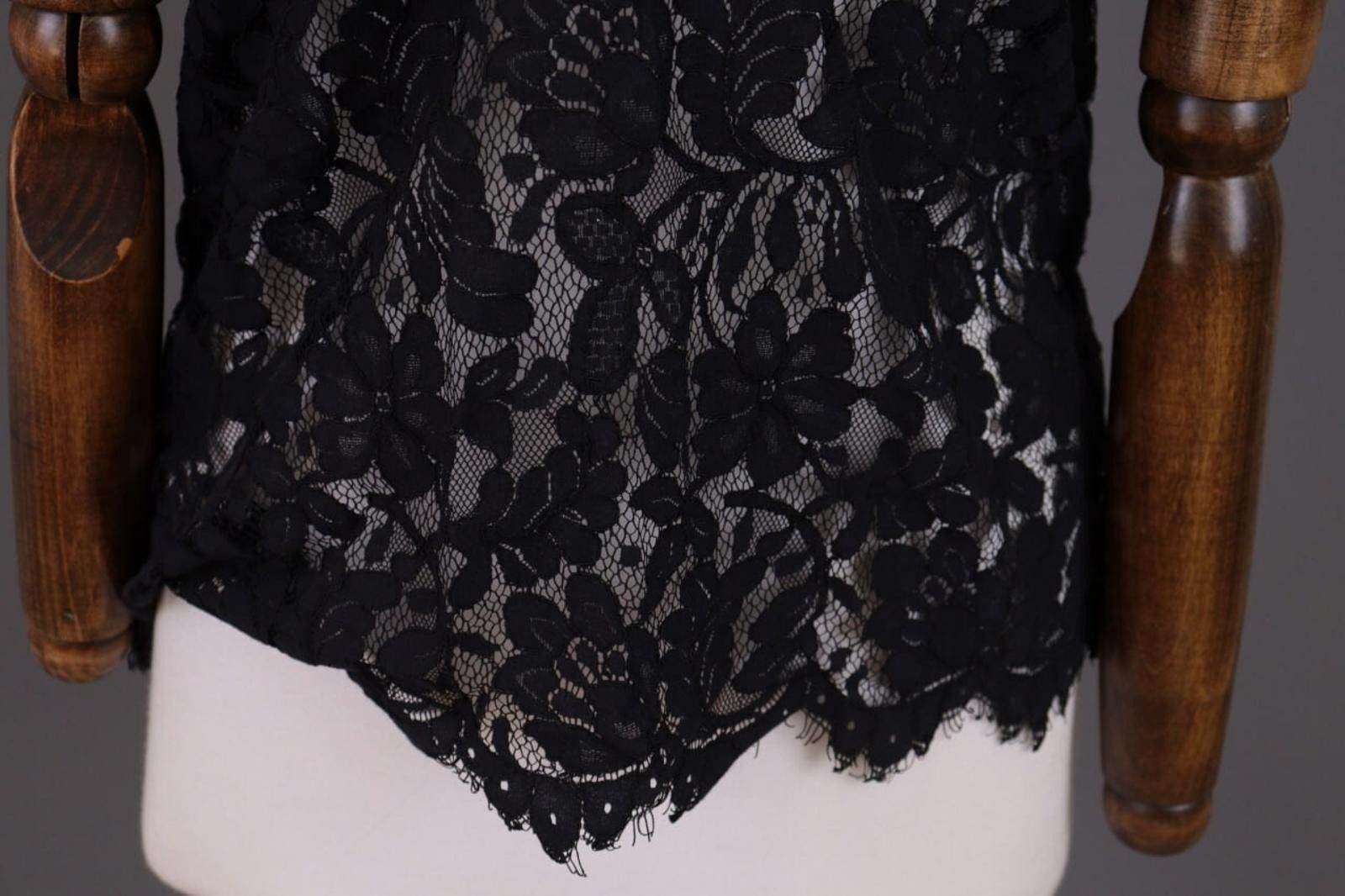 Designer Claudie Pierlot Black Shirt Sleeve Floral Knit Shirt Size 2 Size XS / US 0-2 / IT 36-38 - 12 Thumbnail