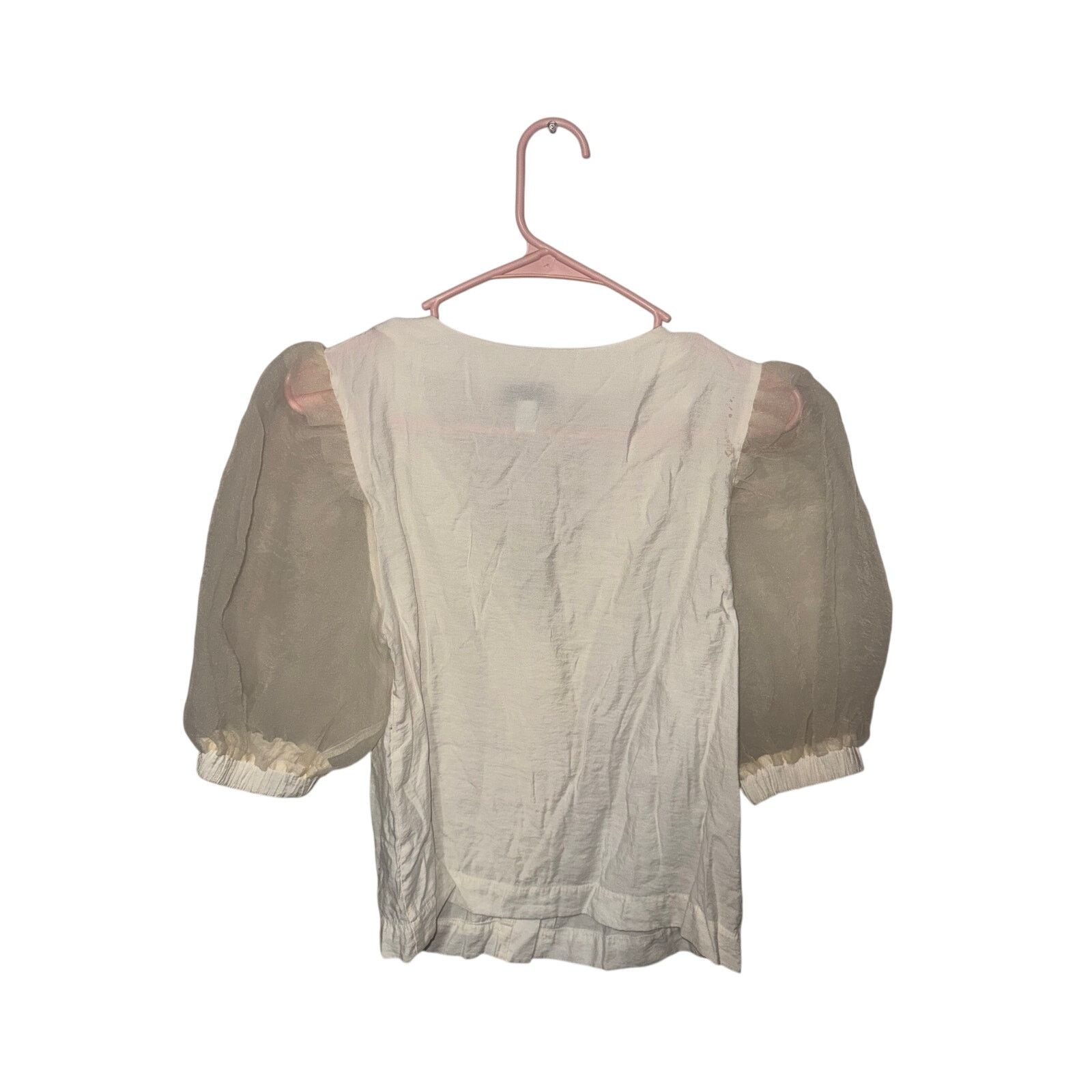 Topshop TopShop Ivory Organza Sleeve Button Blouse - Size 4 Size S / US 4 / IT 40 - 2 Thumbnail