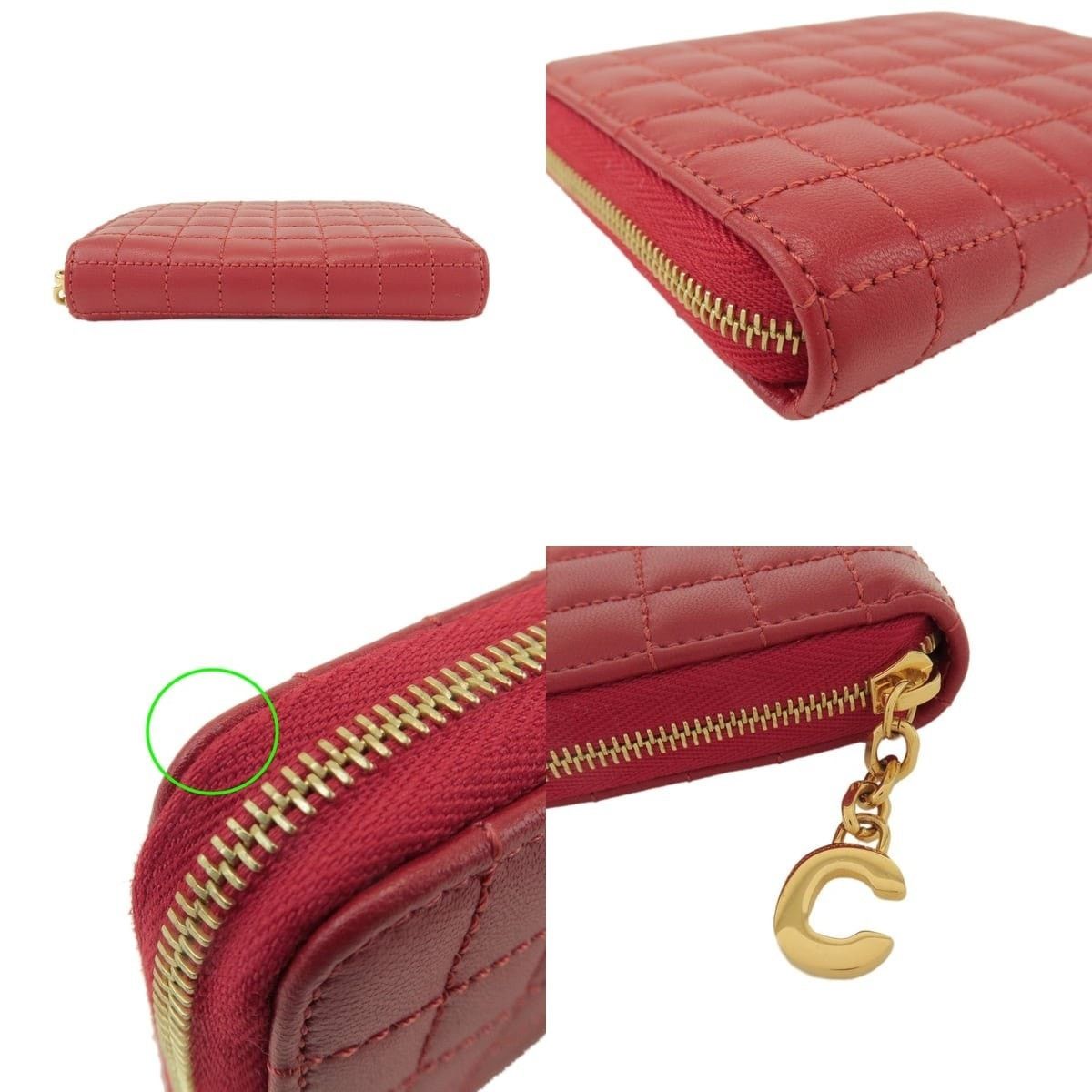 Celine Celine Quilted Lambskin Zippy Wallet Red Size ONE SIZE - 3 Thumbnail
