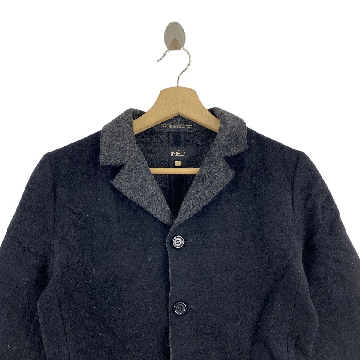 Japanese Brand × Yohji Yamamoto INED By YOHJI YAMAMOTO Japanese Brand Black Wool Coat Jacket Size S / US 4 / IT 40 - 2 Thumbnail