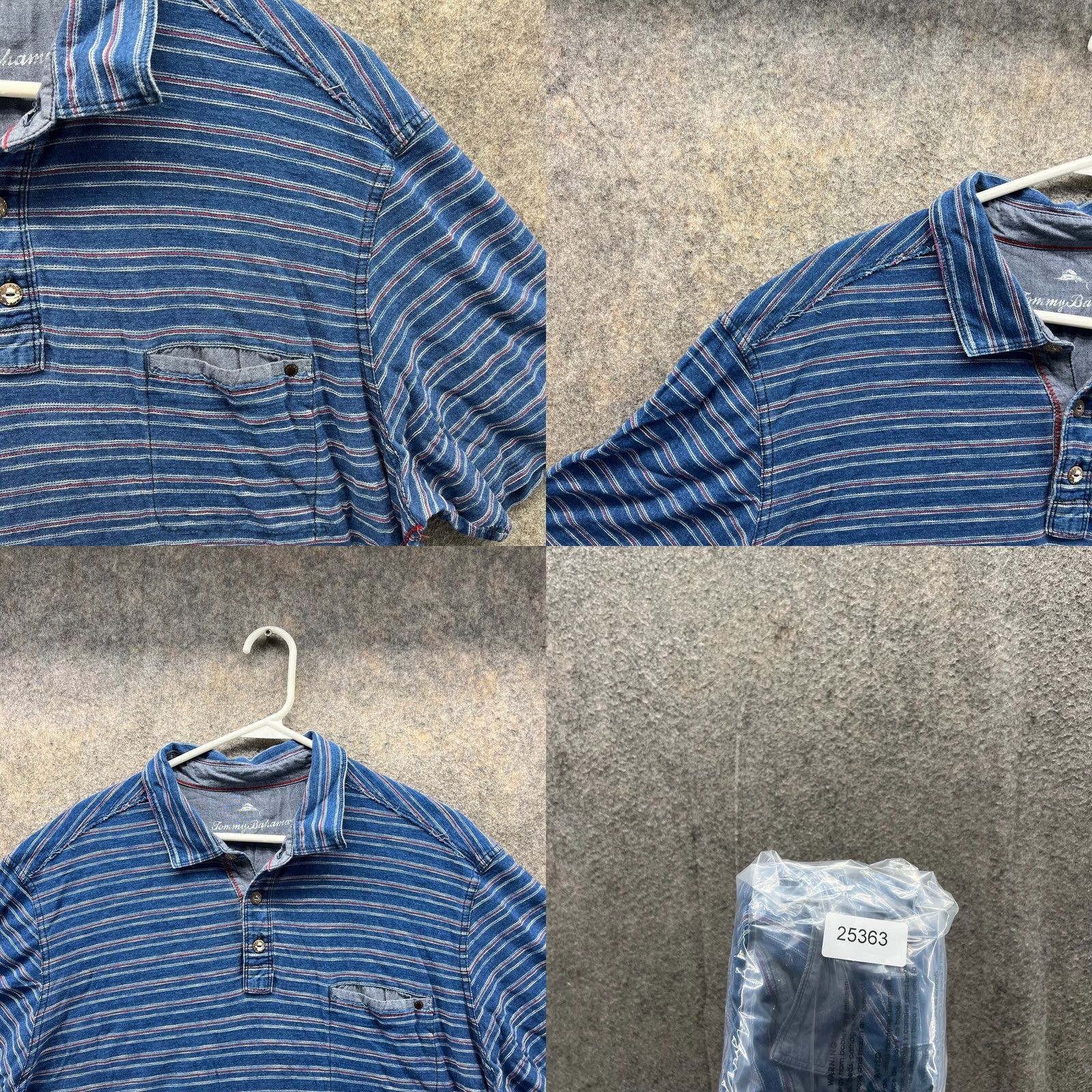 Tommy Bahama Tommy Bahama Polo Shirt Men XL Blue Striped Short Sleeve Casual Button 46 Chest Regular Fit Size US XL / EU 56 / 4 - 8 Thumbnail