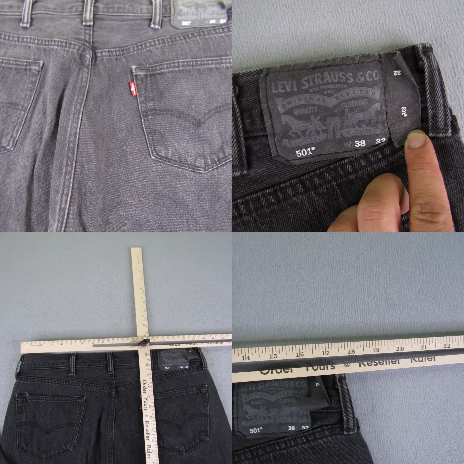 Levi's Levi's 501 Jeans Mens 38x32 Black Denim Button Fly Classic Fit Straight Size US 36 / EU 52 - 8 Thumbnail