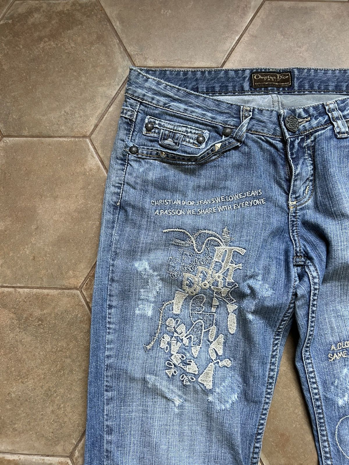 Designer × Vintage Christian Dior style print jeans denim John Galliano Size 26" / US 2 / IT 38 - 3 Thumbnail