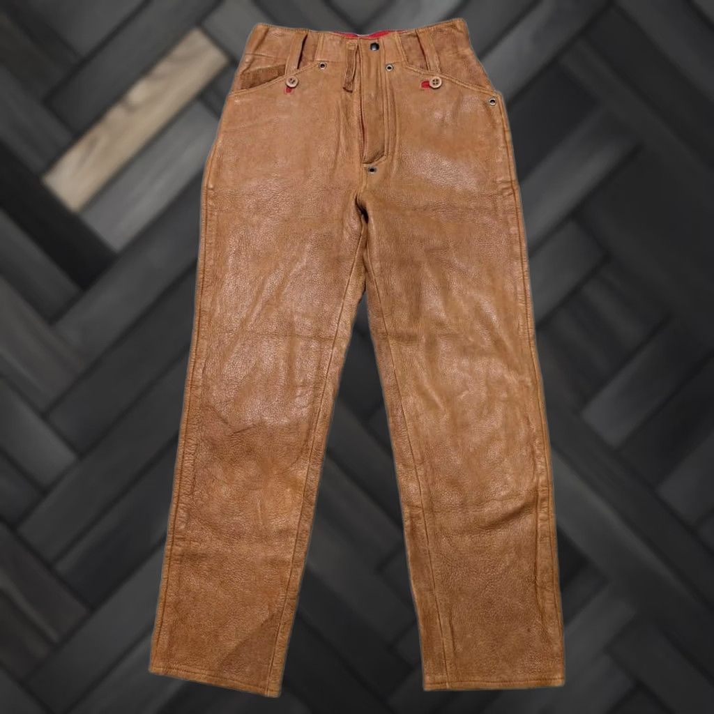 Vintage VINTAGE Garage Custom Leather Western pants 28x28 brown leather deerskin lambskin glove cowboy Size US 28 / EU 44 - 1 Thumbnail