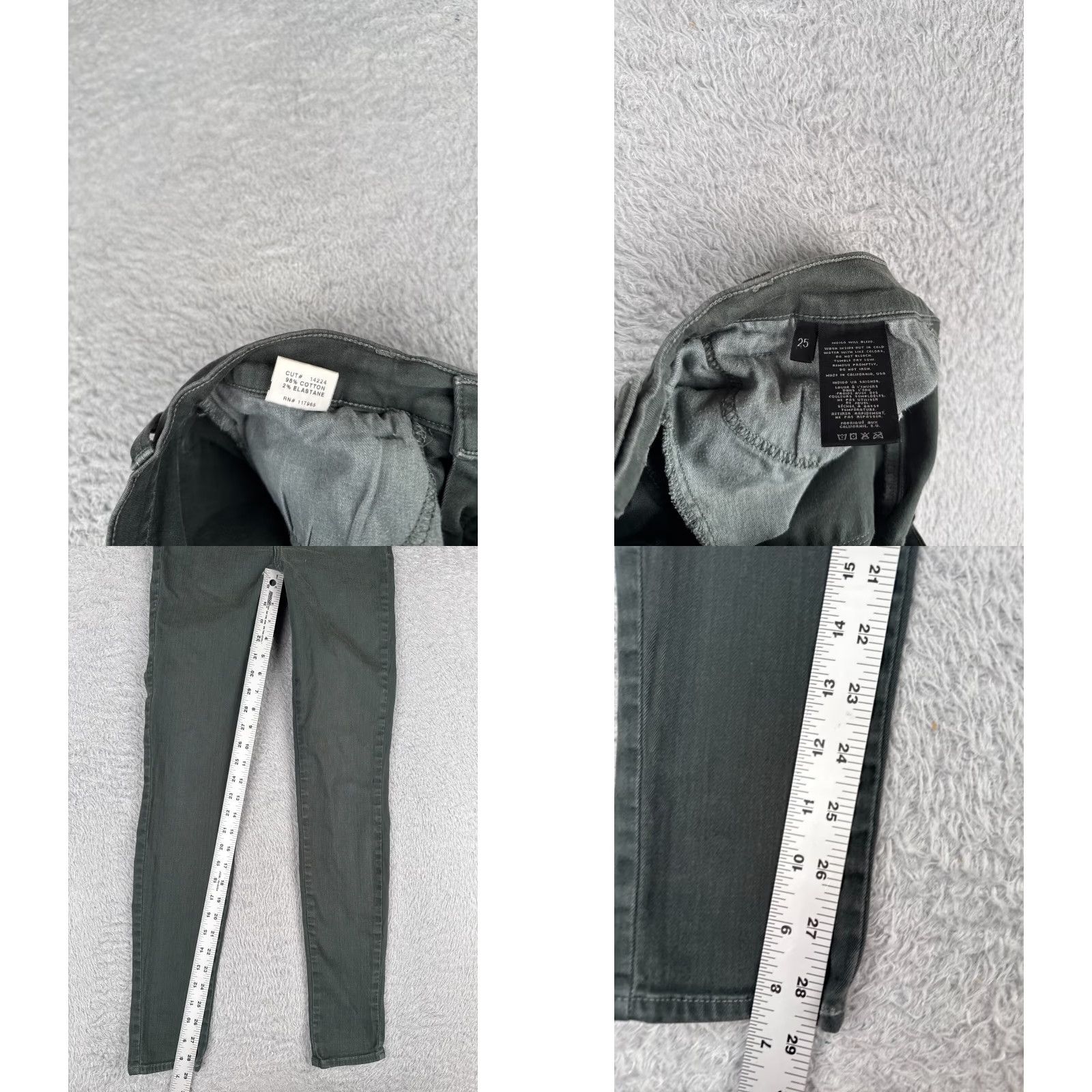 J Brand JBrand Jeans Womnens 25 Gray Green Denim Skinny Cotton Blend Mid Rise 25x29 Size 42" / US 20 - 8 Thumbnail