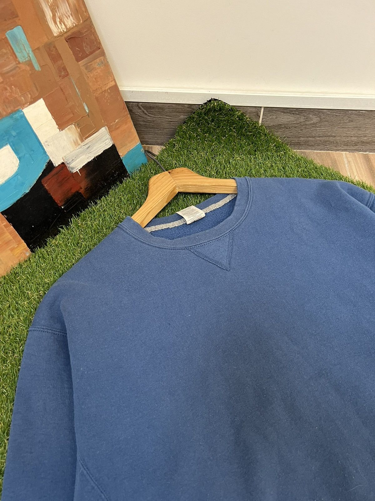 Russell Athletic Vintage Russell Athletic Blank Sweatshirt Mens Large Blue Size US XL / EU 56 / 4 - 2 Thumbnail