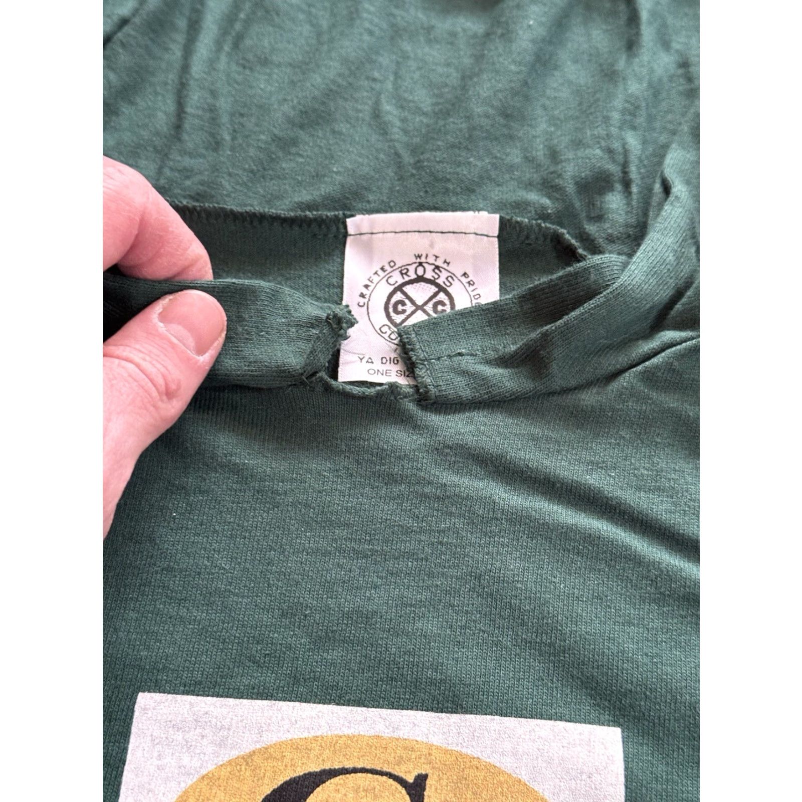 Vintage VINTAGE Cross Colours T-Shirt Hooded Shirt Men XL Green 90s Hip Hop Logo Graphic Print Short Sleeve Crew Neck Machine Washable Cotton United States Size US XL / EU 56 / 4 - 5 Thumbnail