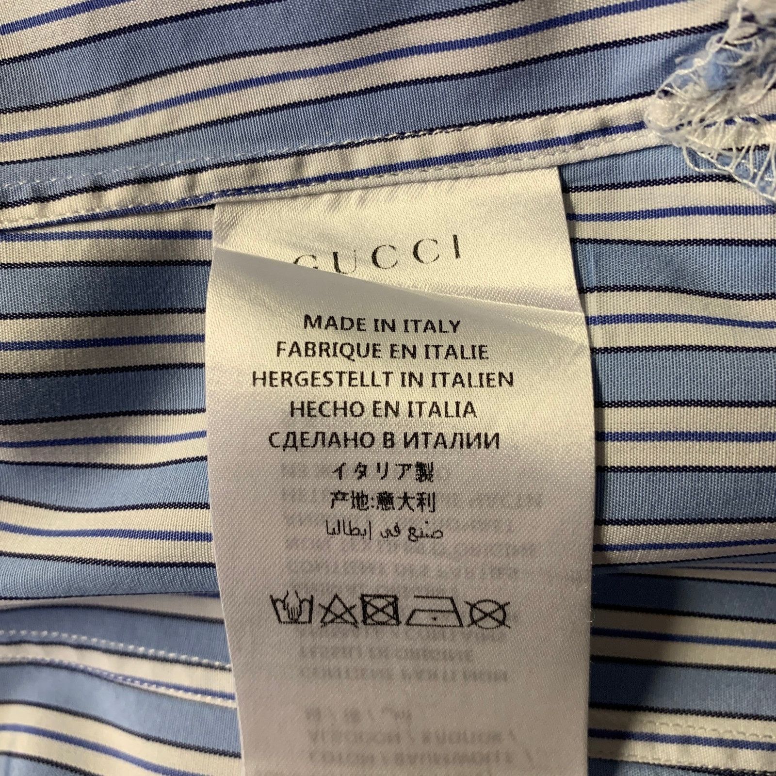 Gucci GUCCI Size S Blue White Stripe Cotton Long Sleeve Shirt Size 40R - 7 Thumbnail