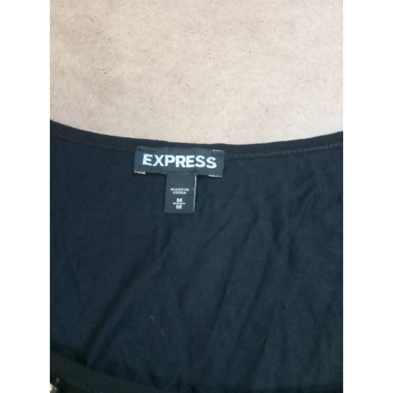 Express Express Tank Top M Black Rhinestone Embellished Double Layer 34"x25" Sleeveless Womens Modern Classic Poolside style Size M / US 6-8 / IT 42-44 - 3 Thumbnail