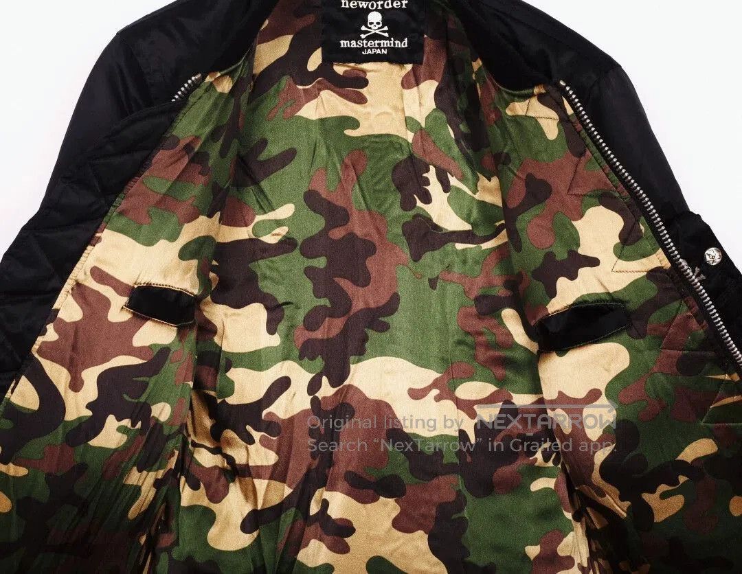 Mastermind Japan Black Satin Bomber Jacket with Skull Patch. Size US S / EU 44-46 / 1 - 7 Thumbnail