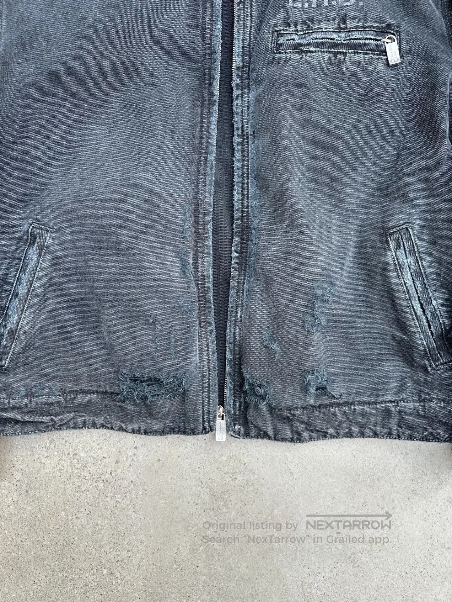 Enfants Riches Deprimes Black Distressed Denim Jacket with Zip Closure. Size US L / EU 52-54 / 3 - 4 Thumbnail