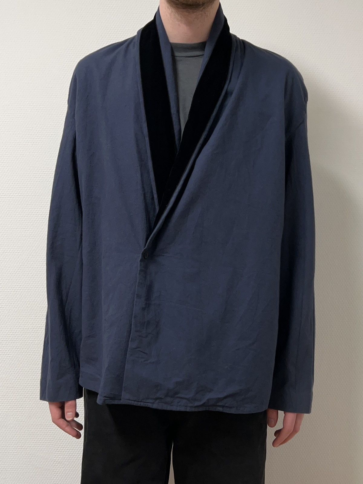 image of Haider Ackermann Fw2015 Velvet Kimono Navy in Blue, Men's (Size XS)