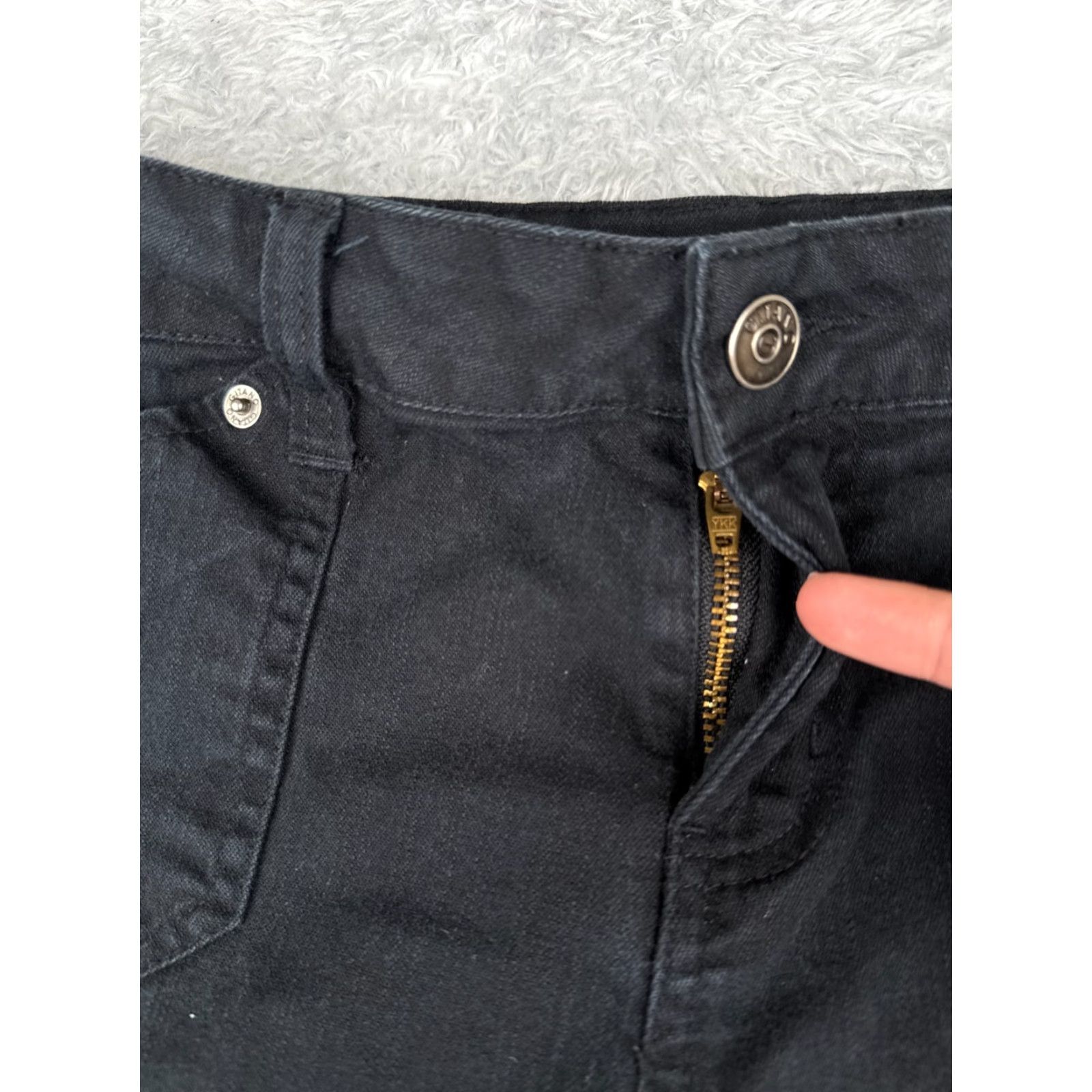 Denime Gianto Jeans Women Bootcut 6 Black Denim 28x31 Mid Rise 5-Pocket Cotton Stretch Flap Pocket Zipper Button Modern Jeans Womens Size 28" / US 6 / IT 42 - 5 Thumbnail
