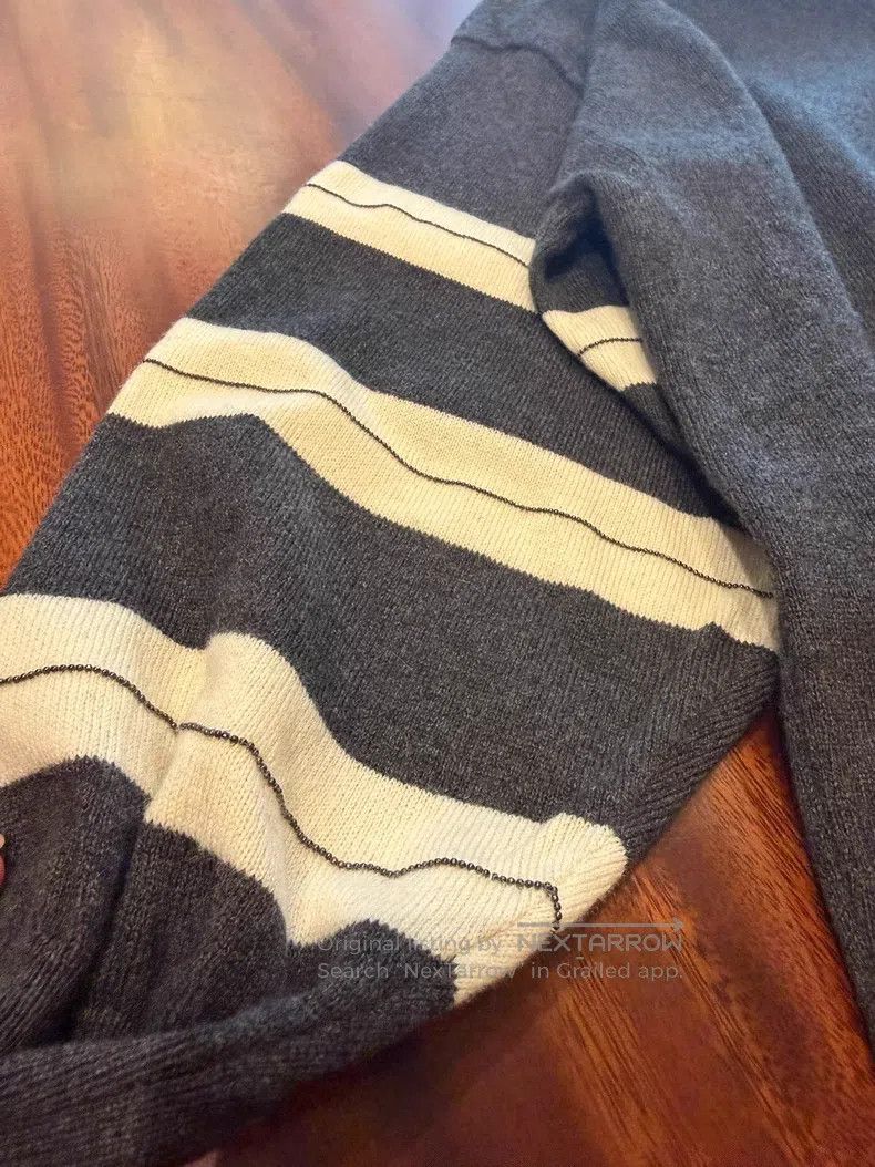 Brunello Cucinelli Brunello Cucinelli Cashmere Beaded Knit Sweater Size M / US 6-8 / IT 42-44 - 6 Thumbnail