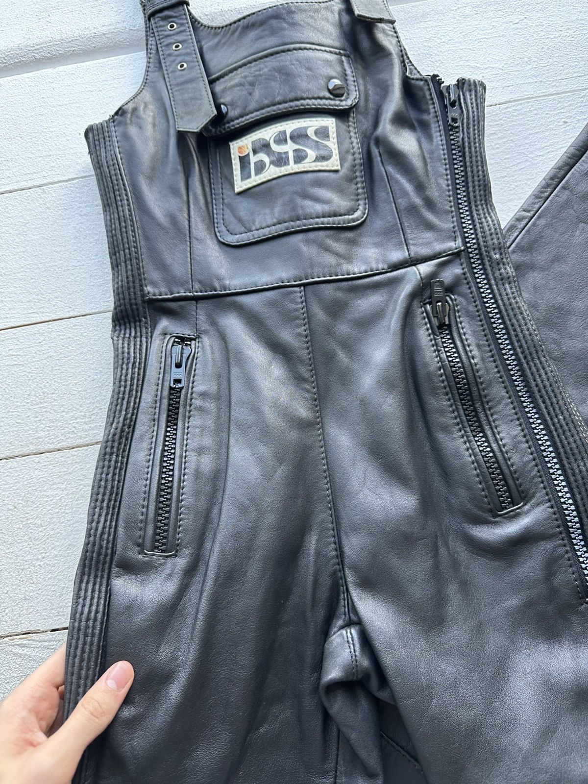 Leather IXS🚨BLACK LEATHER Racing Team Jumpsuit/Coverall LIKE yamaha Size 24" / US 00 / IT 34 - 4 Thumbnail