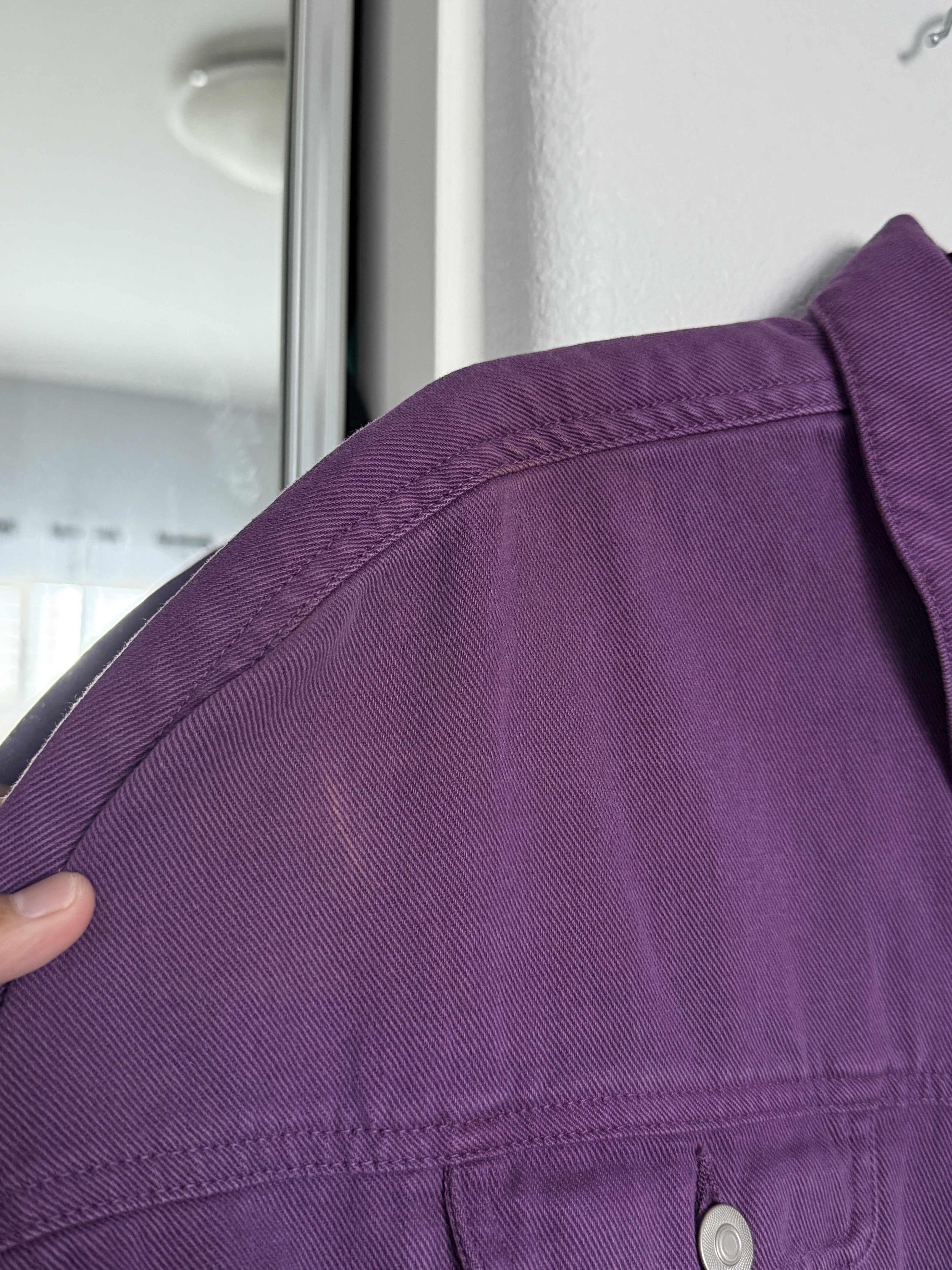 Asos VINTAGE OVERSIZED PURPLE DENIM JACKET SZ 2XS FITS LIKE SMALL Size US XXS / EU 40 - 3 Thumbnail