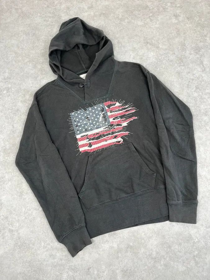 Polo Ralph Lauren Ralph Lauren Dark Grey Distressed USA Flag Hoodie Size US S / EU 44-46 / 1 - 5 Thumbnail