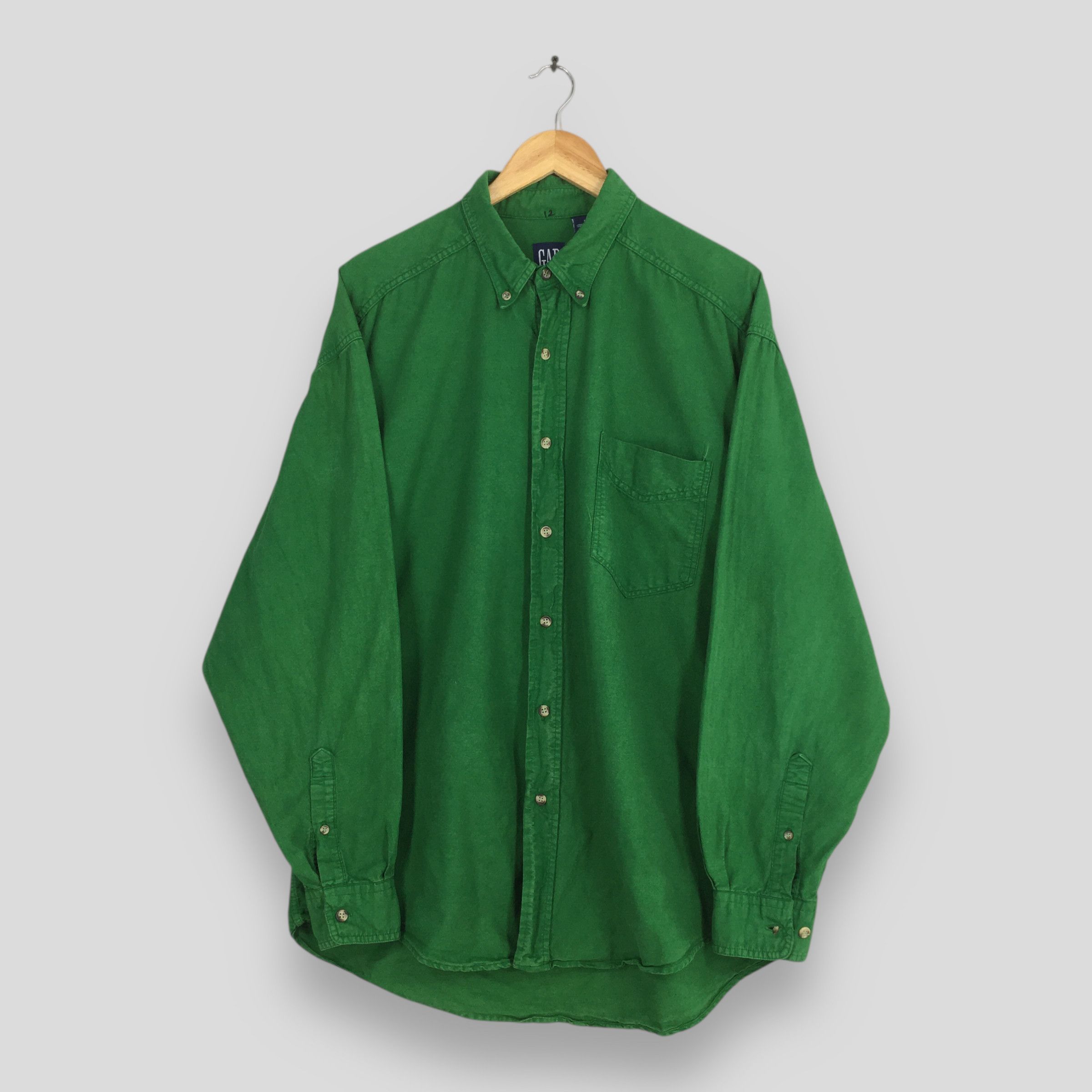 Gap Vintage 90s Gap Green Plain Shirt Large Size US L / EU 52-54 / 3 - 1 Thumbnail